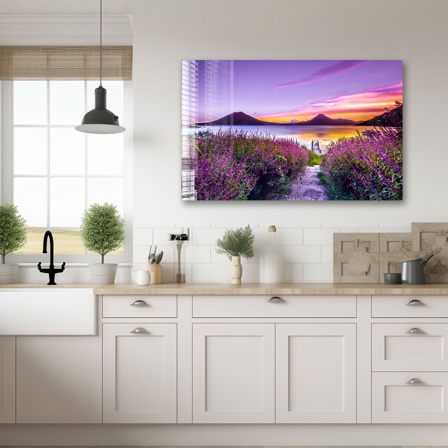 Stunning Purple Sunset Wall Art - Handmade Canvas Painting for Home & Office Decor | Perfect for Living Room, Bedroom, or Gift