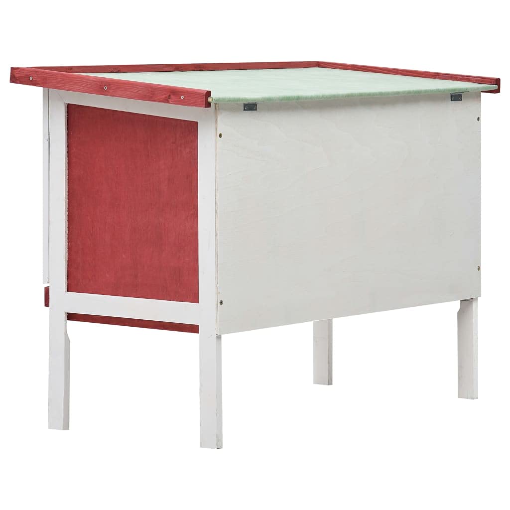 Premium Rabbit Hutch for Small Animals - Guinea Pig Cage, Bunny House with Run | Indoor & Outdoor Wooden Pet Enclosure (1 Layer, Red) - Perfect for Backyard, Patio, or Home Use