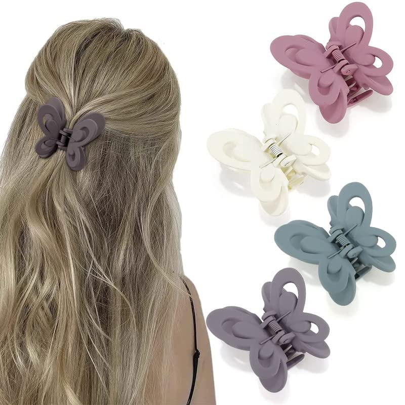 CHRONEX 4PCS Butterfly Hair Clips for Women & Girls - Non-Slip Hair Clutch Clips, Hair Accessories for Ponytail, Bun & Updo Hairstyles - Perfect for School, Work, Parties & Everyday Use