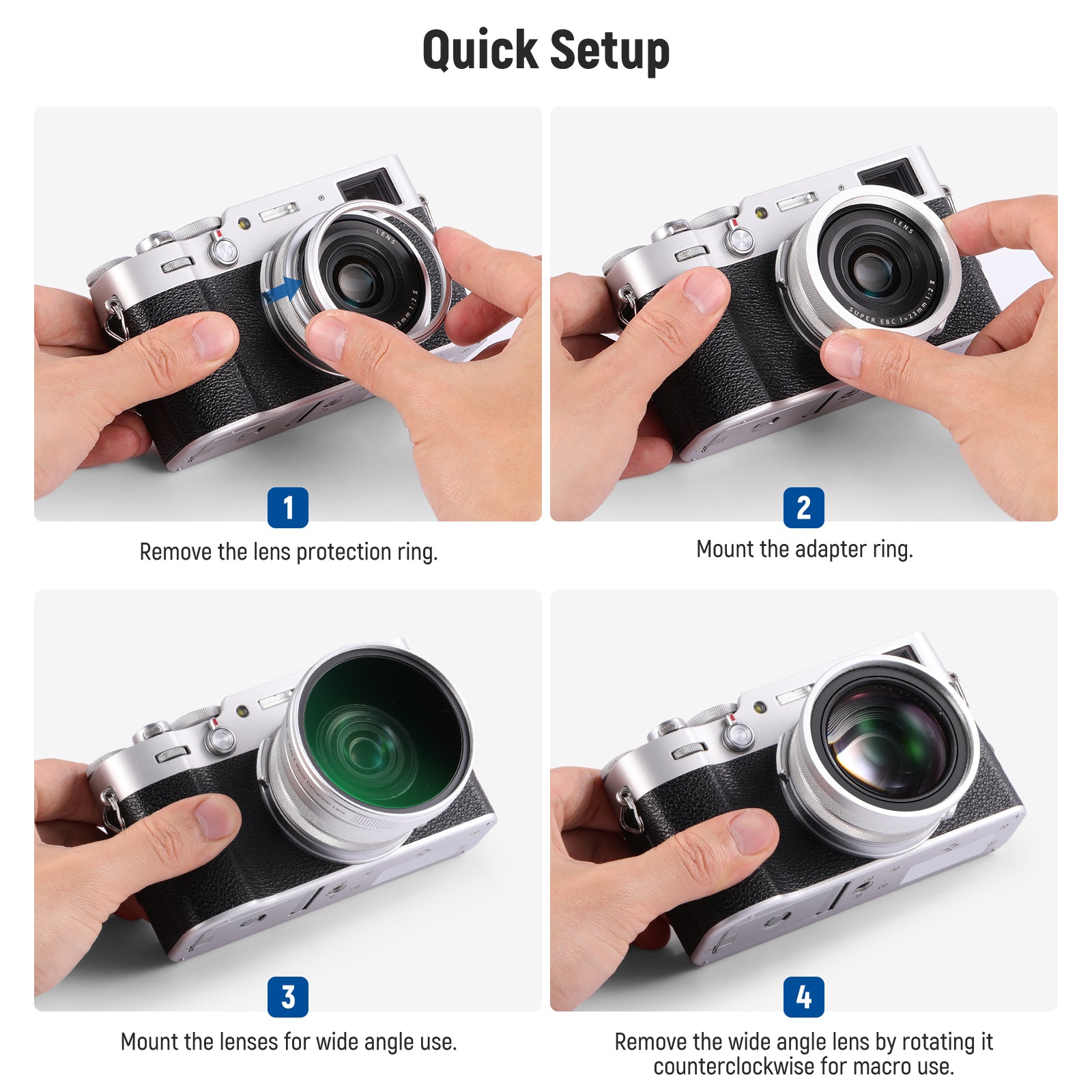 NEEWER LS 47 49mm 0.75x Wide Angle & 1.4x Macro Lens for Fujifilm X100 Series Cameras - Perfect for Landscape Photography and Close-Up Shots