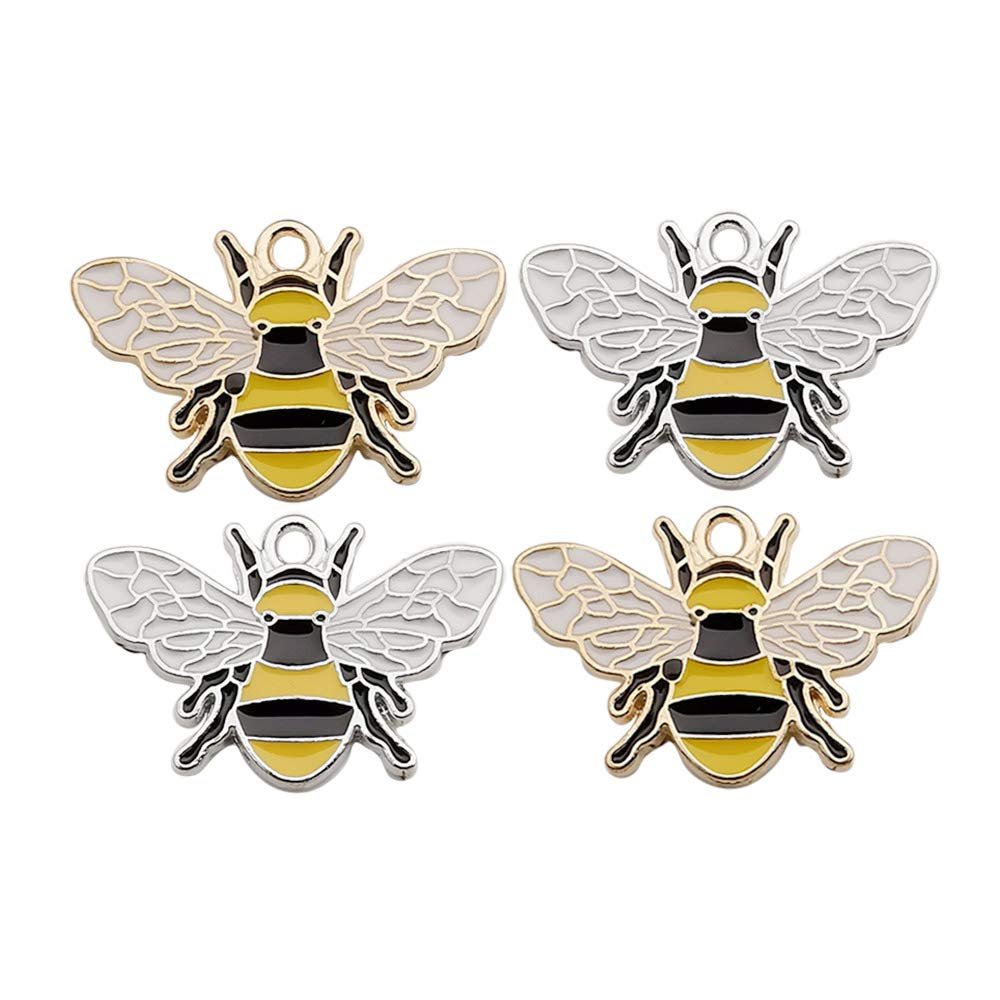 WOCRAFT 20 pcs Gold Plated Honeybee Charms - Enamel Jewelry Making Supplies for Necklace, Bracelet & Earrings (M425) - DIY Craft, Gift Ideas & Bee-Themed Accessories