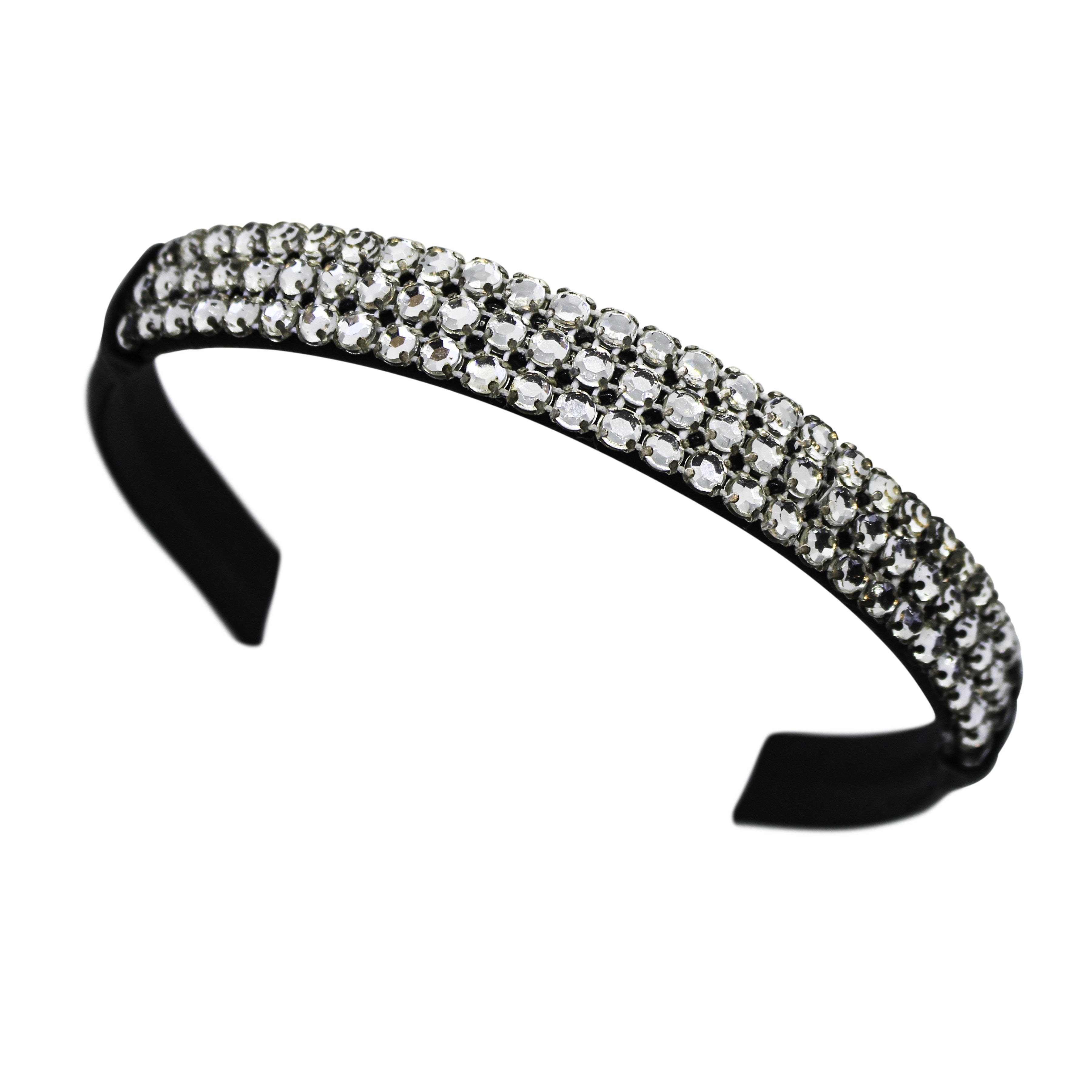 Wardani Italian Leather & Crystal Headband - Elegant Hair Accessory for Women, Weddings, Parties & Special Occasions
