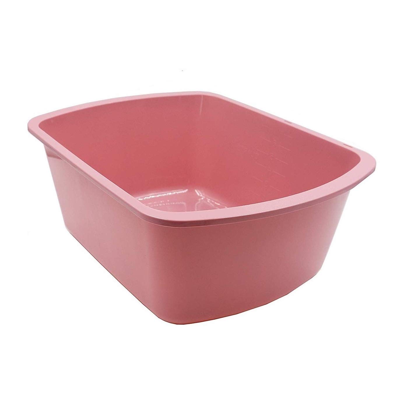 7 Quart Rectangular Plastic Wash Basin with Measurement Graduations - Rose Color (Pack of 6) for Kitchen, Laundry, Bathroom & Camping Use