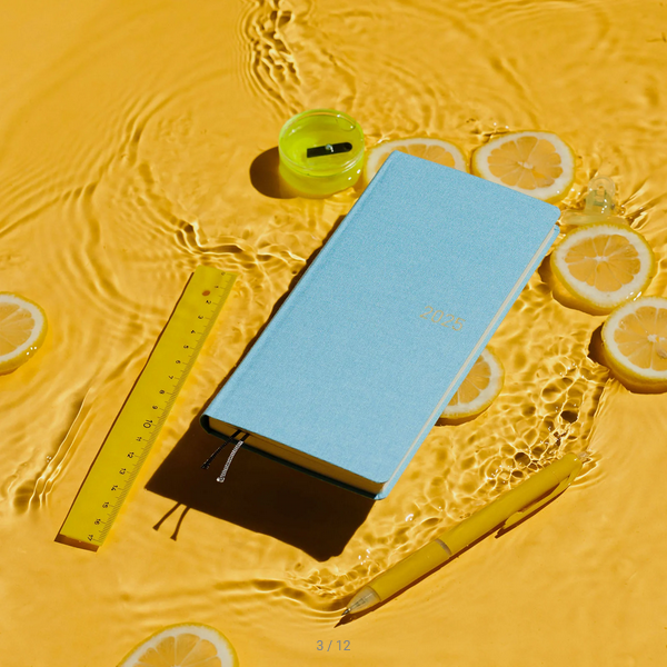 Hobonichi Weeks MEGA 2025 Planner - Lemon Water Hardcover, Weekly Horizontal Layout, English Edition (January Start, Monday Start) - Perfect for Journaling, Scheduling & Productivity Tracking