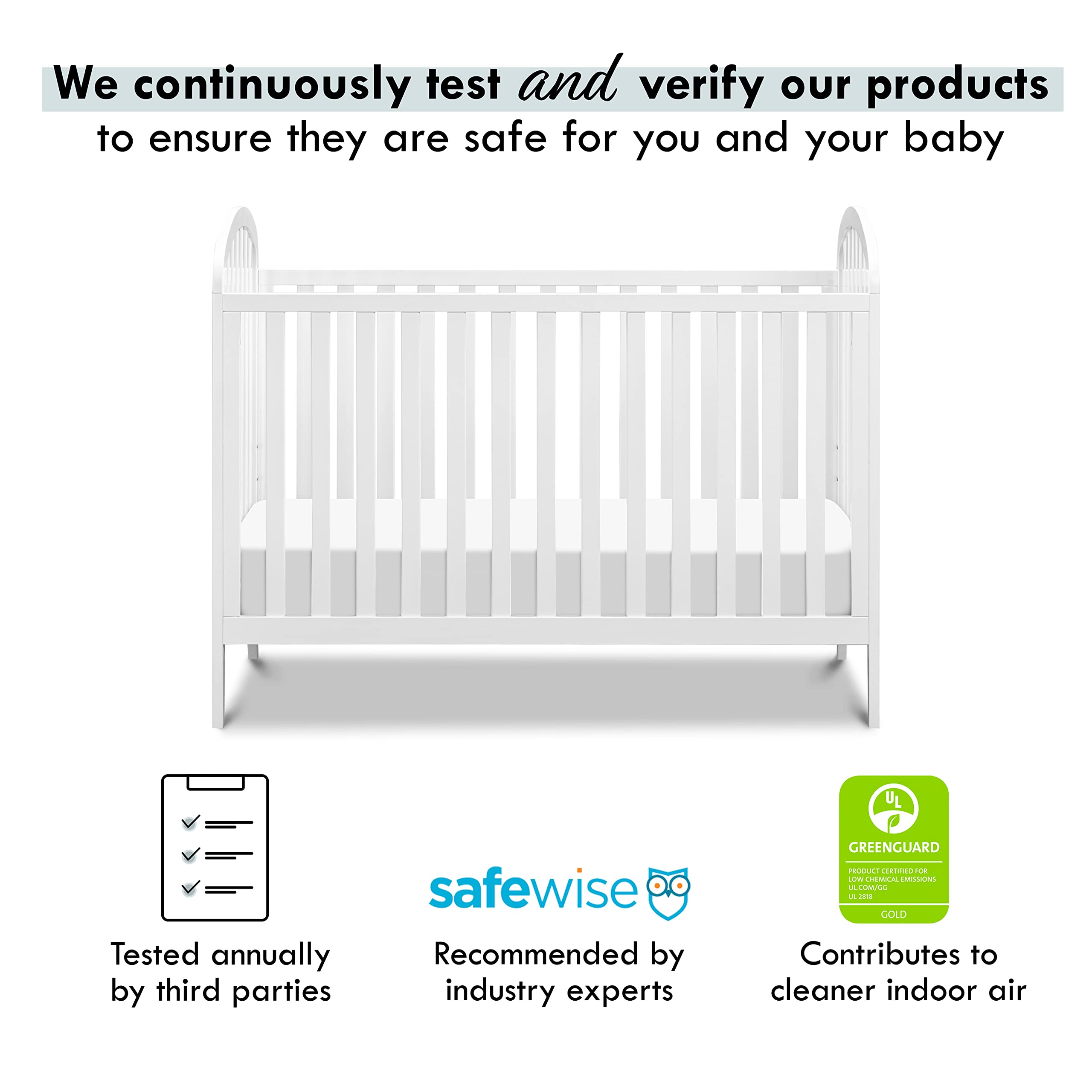 DaVinci Beau 3-in-1 Convertible Baby Crib to Toddler Bed & Daybed - GREENGUARD Gold Certified, Adjustable Mattress Heights (4 Levels), Easy Assembly - White - Perfect for Nursery, Bedroom & Guest Room