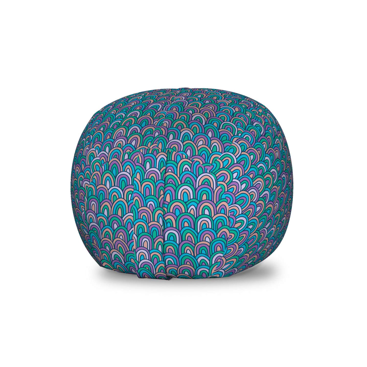 Ambesonne Green and Purple Storage Toy Bag Chair - Abstract Colorful Doodle Pattern Peacock Feather Design, Washable Stuffed Animal Organizer for Kids Room, Small Multicolor Storage Solution | Perfect for Playroom Organization, Kids Bedroom Decor & Toy Storage