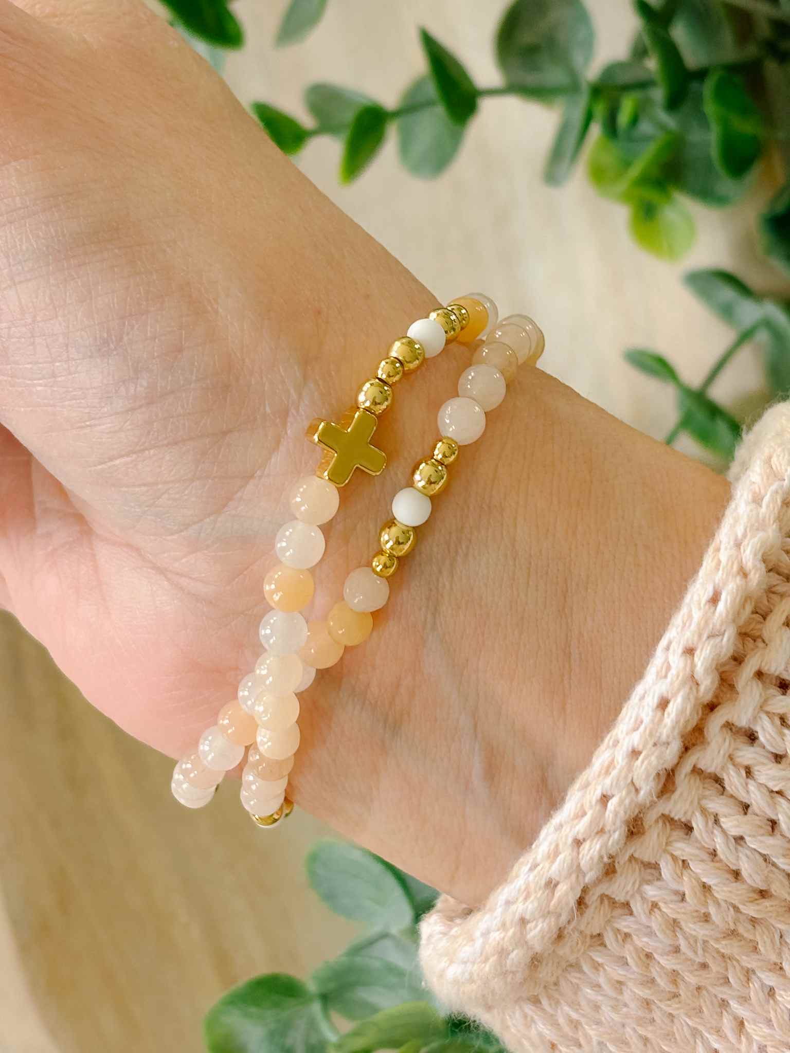 Elegant Peach Wrap Rosary Bracelet for Women - Stylish Religious Jewelry for Prayer, Daily Wear & Gifting