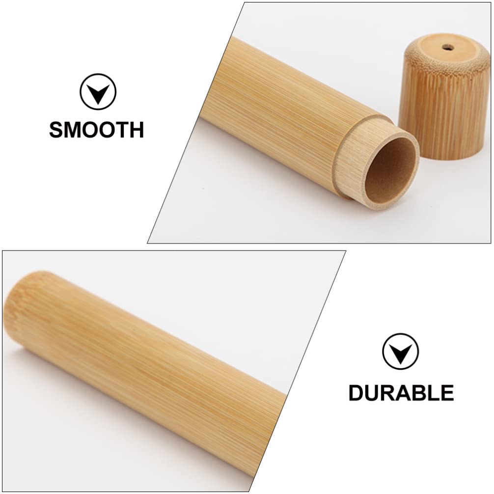 2-Pack Eco-Friendly Bamboo Toothbrush Holder & Travel Case - Bathroom Storage Organizer for Toothbrushes, Pens & Essentials - Perfect for Home, Travel & Minimalist Lifestyle