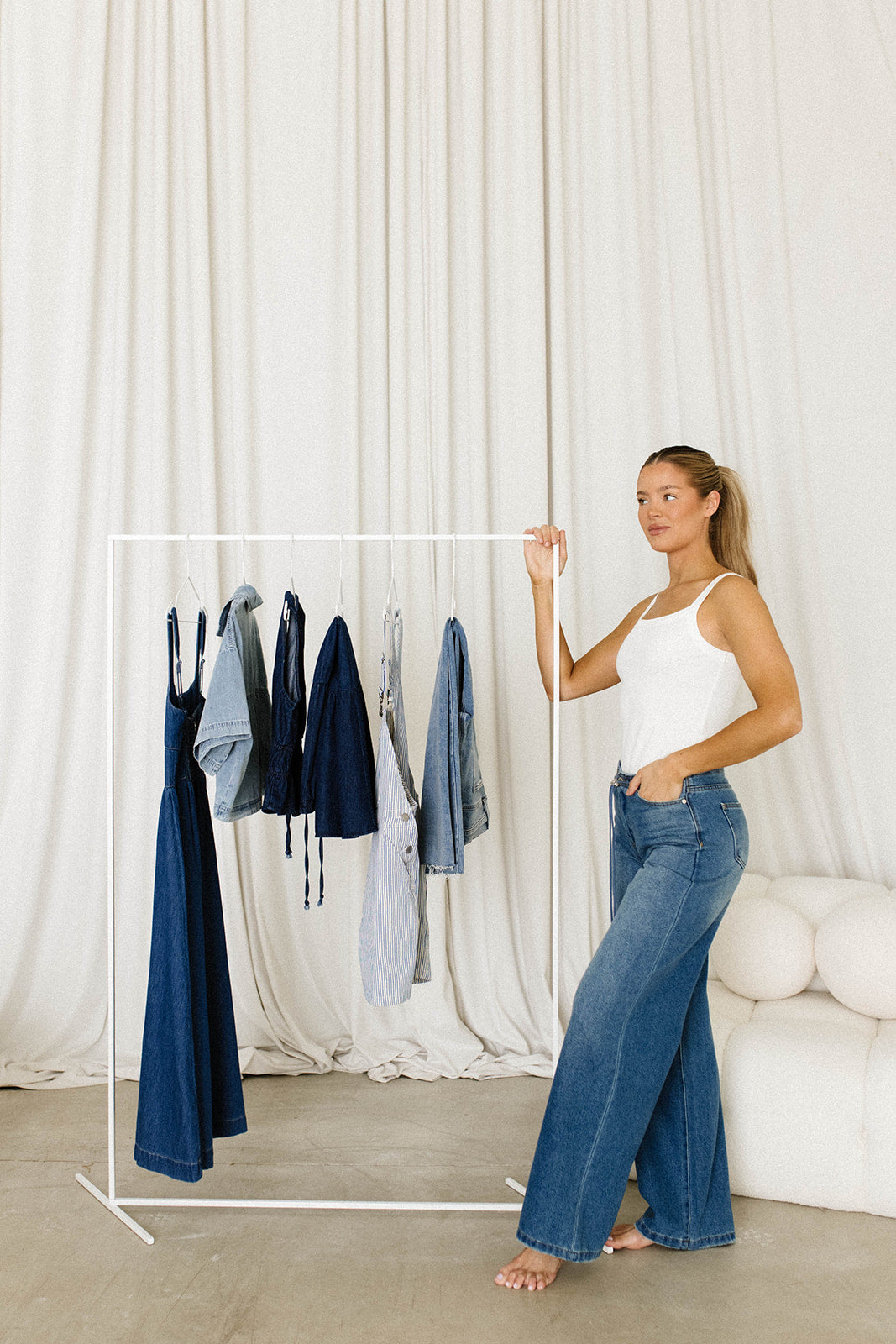 Stylish Baltic Jade Drawstring Wide Leg Jeans for Women - Comfortable High Waist Loose Fit Pants for Casual Outings & Boho Fashion