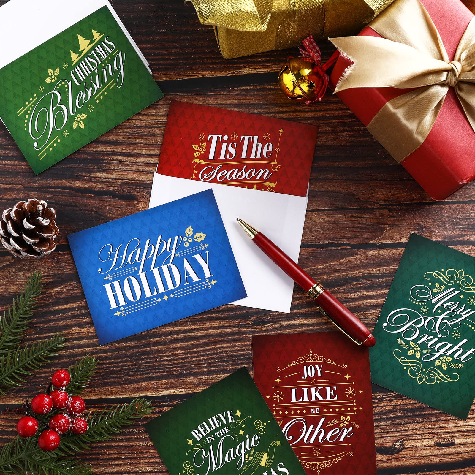 72-Piece Bulk Christmas Holiday Greeting Cards with Envelopes - Festive Xmas, New Year, Business & Congratulation Cards for Office, Home & Party Celebrations