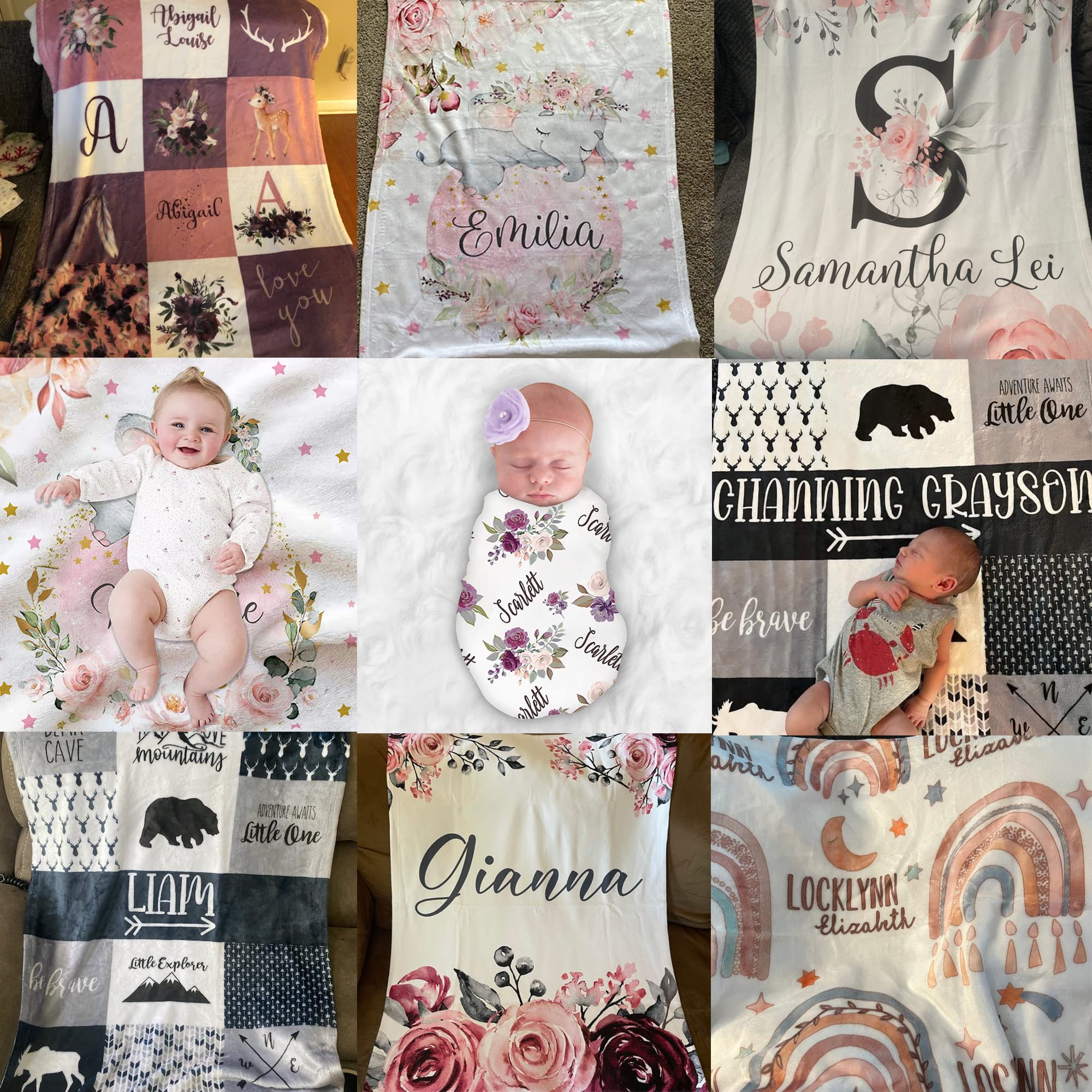 Personalized Baby Blanket with Name - Custom Embroidered Soft Blanket for Newborns, Infants & Toddlers - Perfect Baby Shower Gift, Nursery Essential & Name Reveal Keepsake - Ideal for Crib, Stroller & Snuggling
