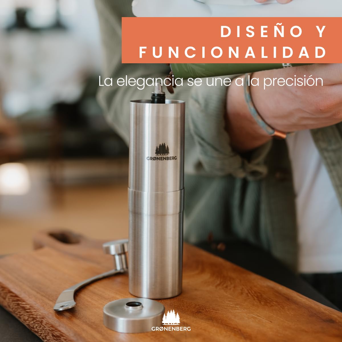 Premium Manual Coffee Grinder - Stainless Steel Burr Mill with Adjustable Coarseness | Recyclable Packaging | Perfect for Home Brewing, Camping & Travel