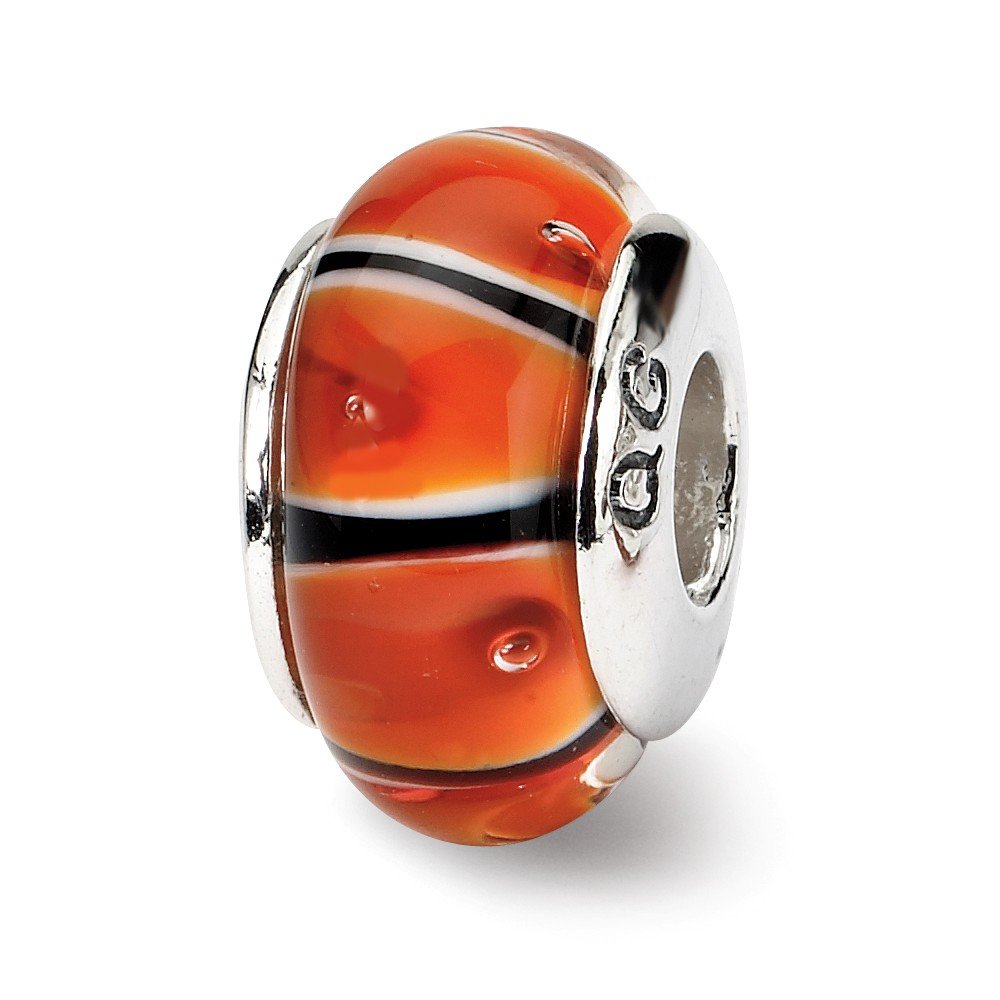 Jewels By Lux Sterling Silver Orange Hand-Blown Glass Bead Necklace | Elegant Bohemian Jewelry for Women | Perfect for Parties, Weddings & Everyday Wear