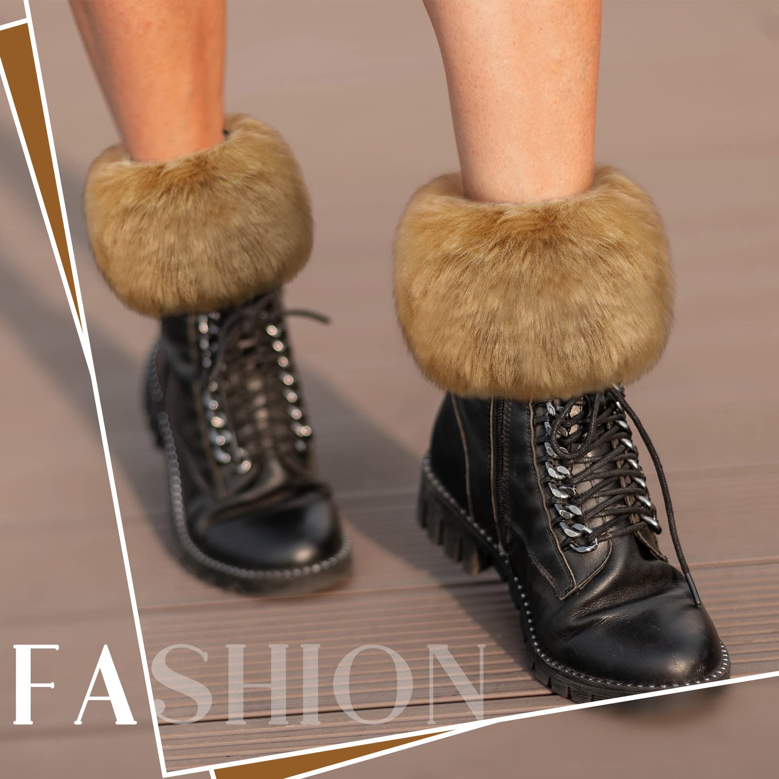 SATINIOR Faux Fur Short Wrist Cuff Winter Warmers - Soft Fuzzy Wrist Warmers for Women & Girls - Perfect for Cold Weather, Outdoor Activities & Fashion Accessories
