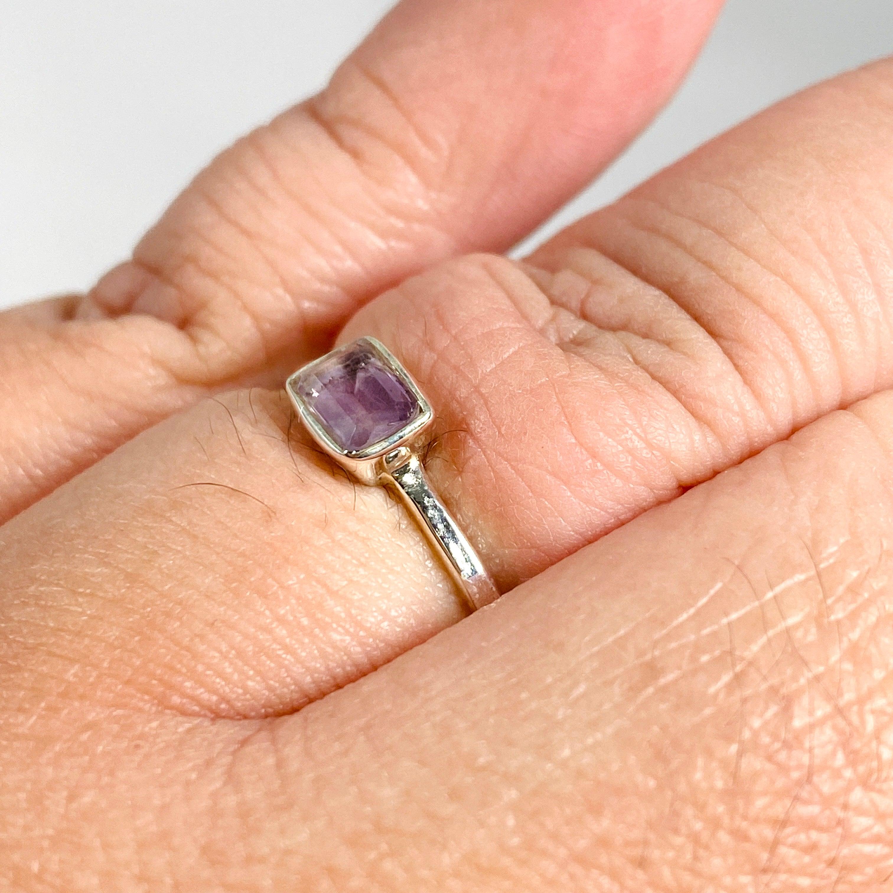 Amethyst Rectangular Faceted Fine Band Ring for Women - Sterling Silver 925 R3793 AM - Elegant Jewelry Gift for Birthday, Anniversary & Special Occasions