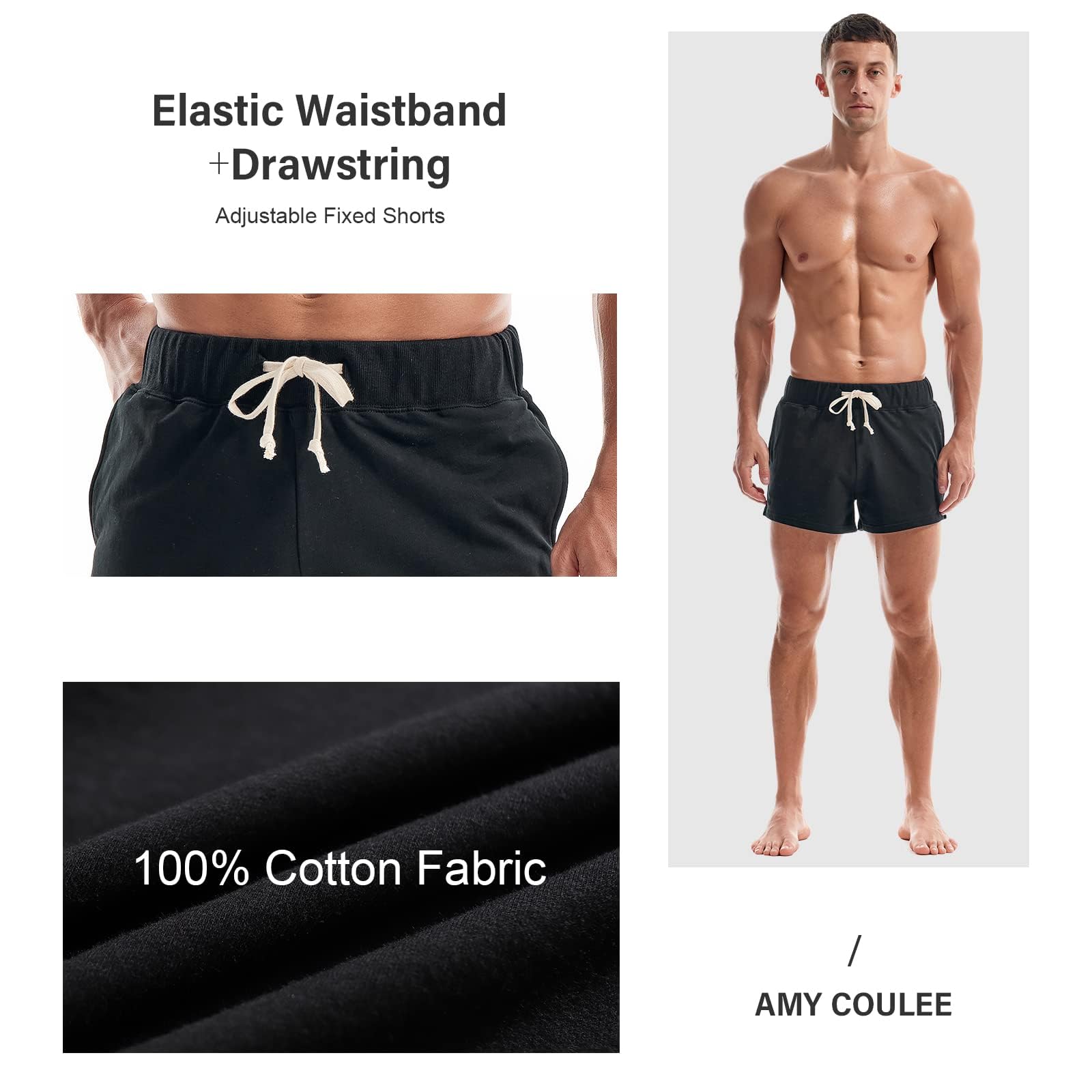 AMY COULEE Men's 3 Inch Running Shorts - Breathable Quick-Dry Workout Gym Shorts with Pockets for Training, Jogging & Casual Wear