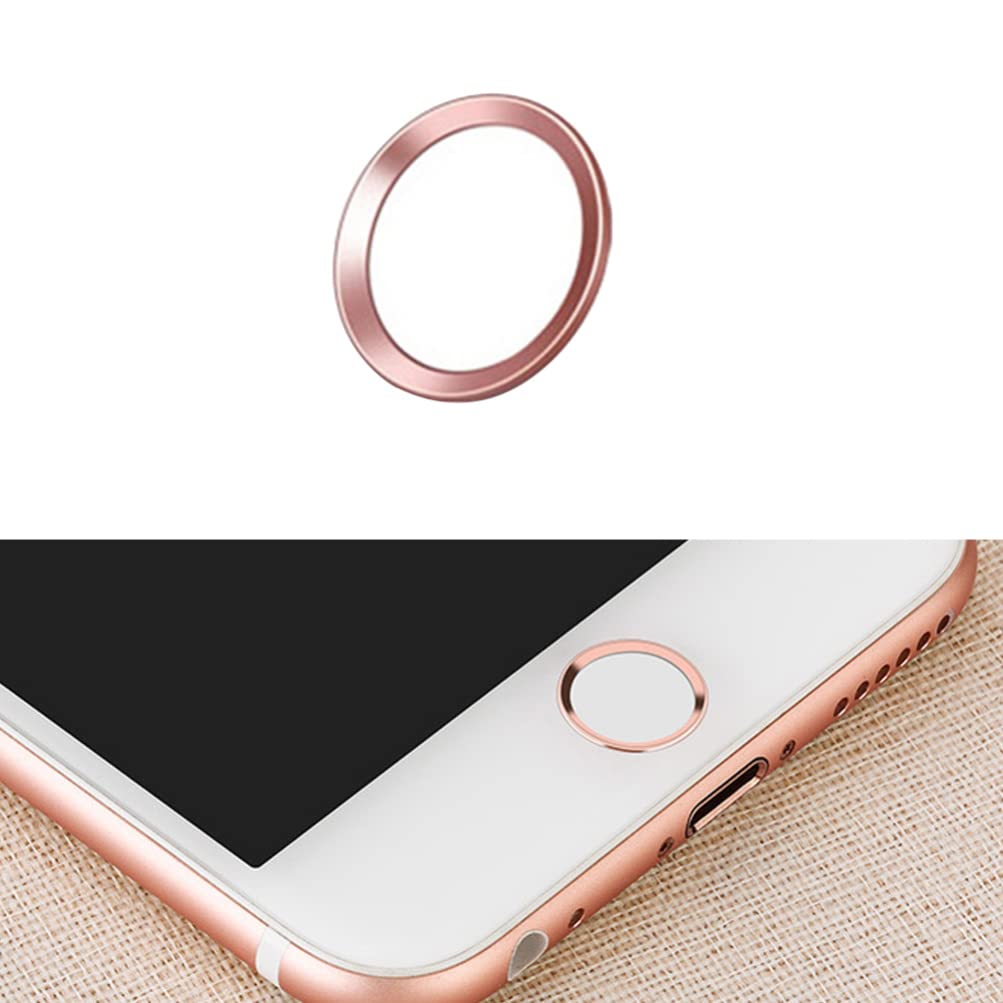 Mikikit Universal Phone Home Button Stickers - White with Rose Metal Finish | Compatible with Most Smartphones for Fingerprint Recognition | Perfect for Screen Protection & Stylish Phone Customization