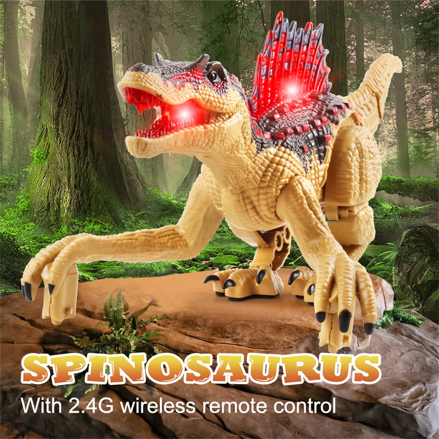 GONEBIN 2.4Ghz Remote Control Dinosaur Toy - Walking Robot Dinosaur with LED Lights & Roaring Sounds, Realistic Simulation RC Toy Gift for Kids Boys Girls Ages 5-7 - Perfect for Birthday Parties, Indoor Play & STEM Learning