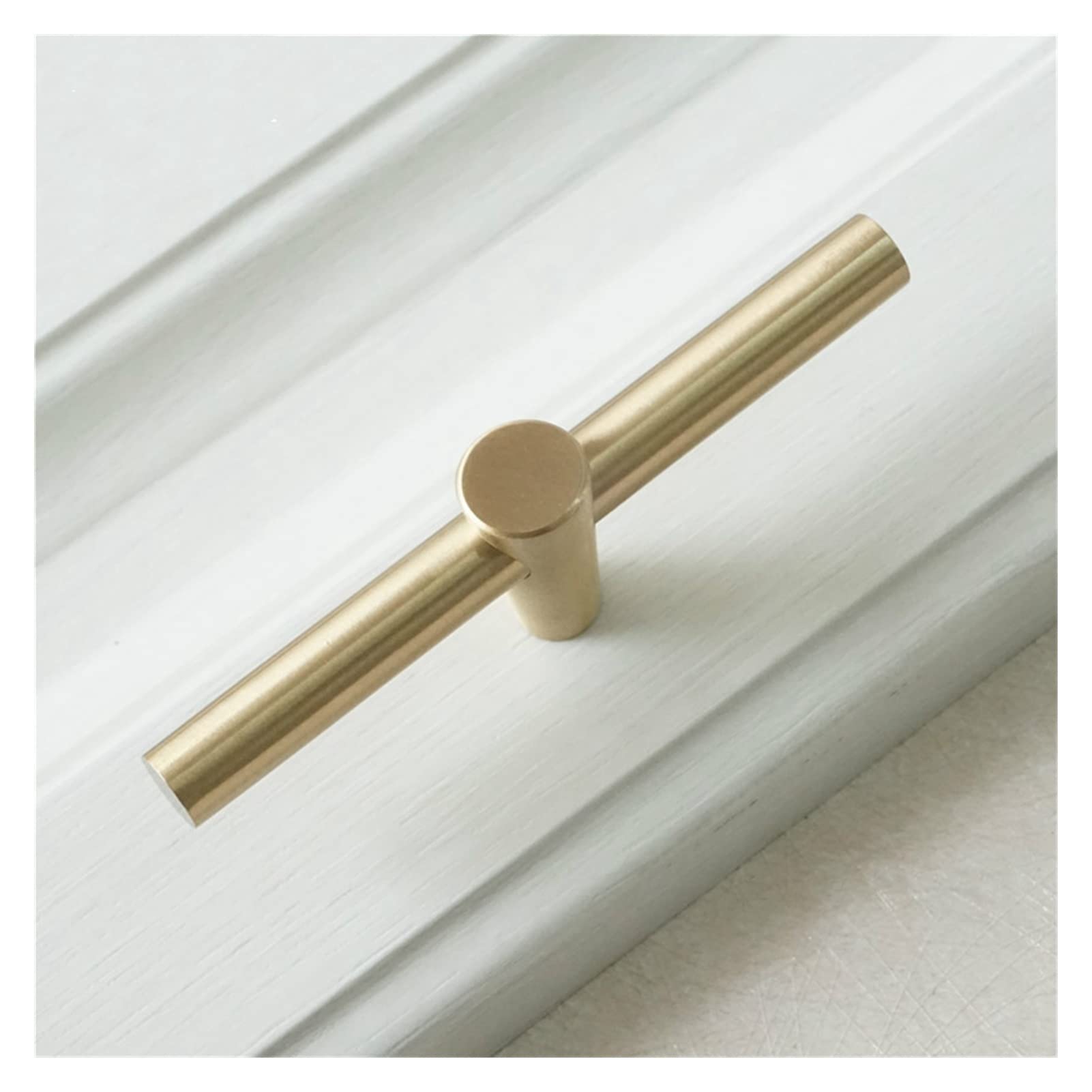 TRENTSNOOK 1-Piece Solid Copper T-Handle Cabinet Pull - Brushed Brass Drawer Knob for Kitchen, Dresser & Furniture (Perfect for Modern Home Decor & DIY Cabinet Upgrades)