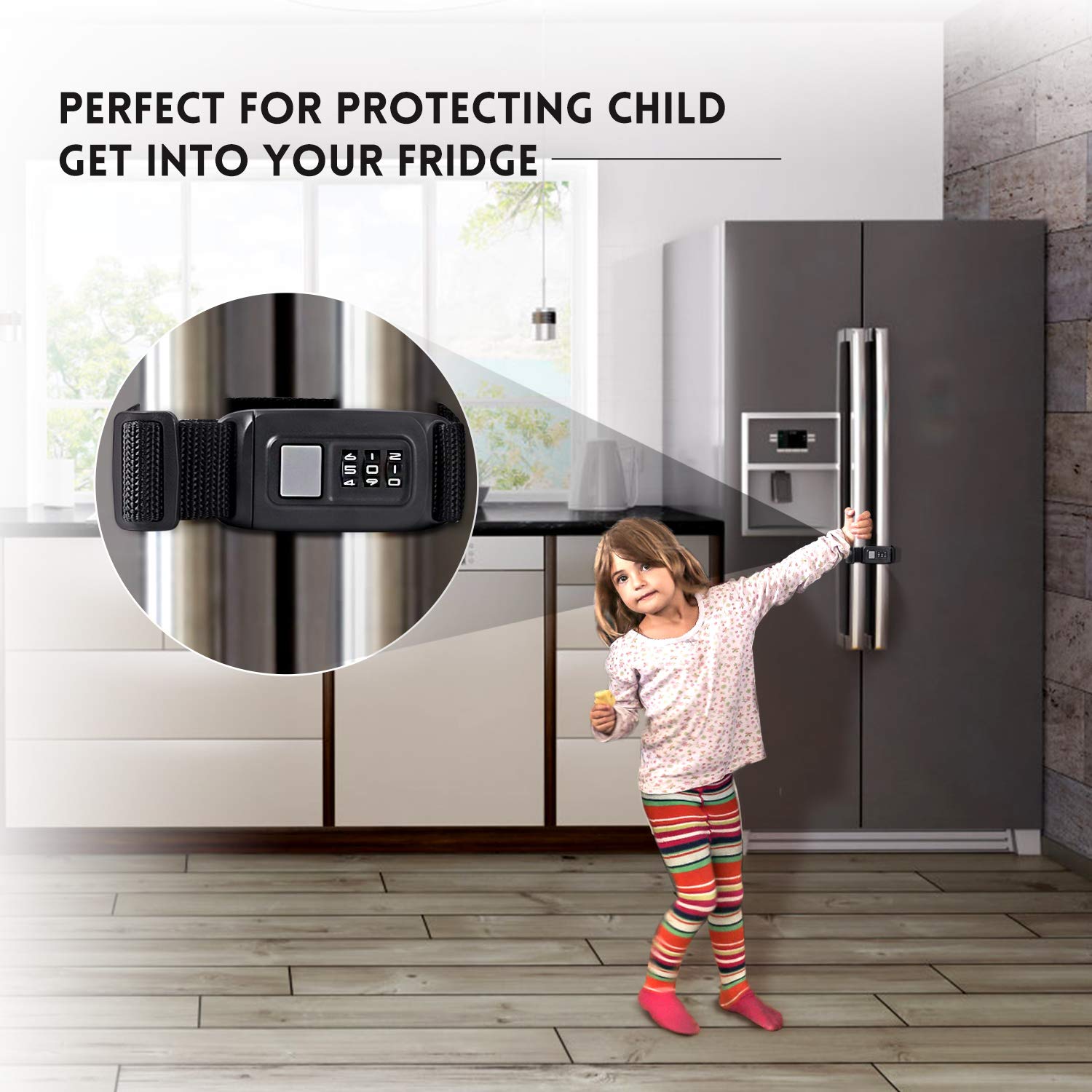 Child Safety Refrigerator Door Lock - Baby Proof Cabinet Latches for Kitchen, Fridge & Oven | Multi-Functional Cabinet Lock for Closed Handle Doors | Perfect for Childproofing Your Home