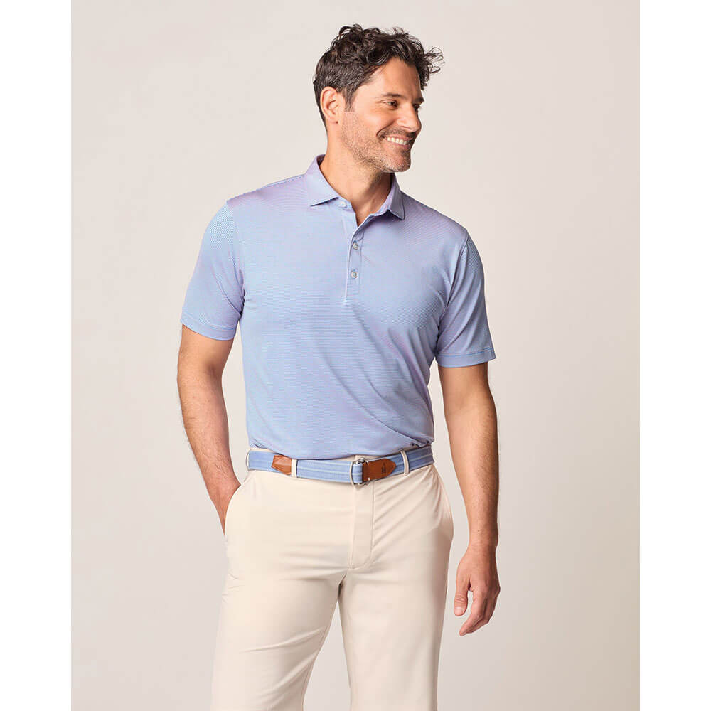 Johnnie O Lyndon Performance Pinstripe Polo Shirt for Men - Breathable Golf & Casual Wear - Office, Club & Weekend Outfit