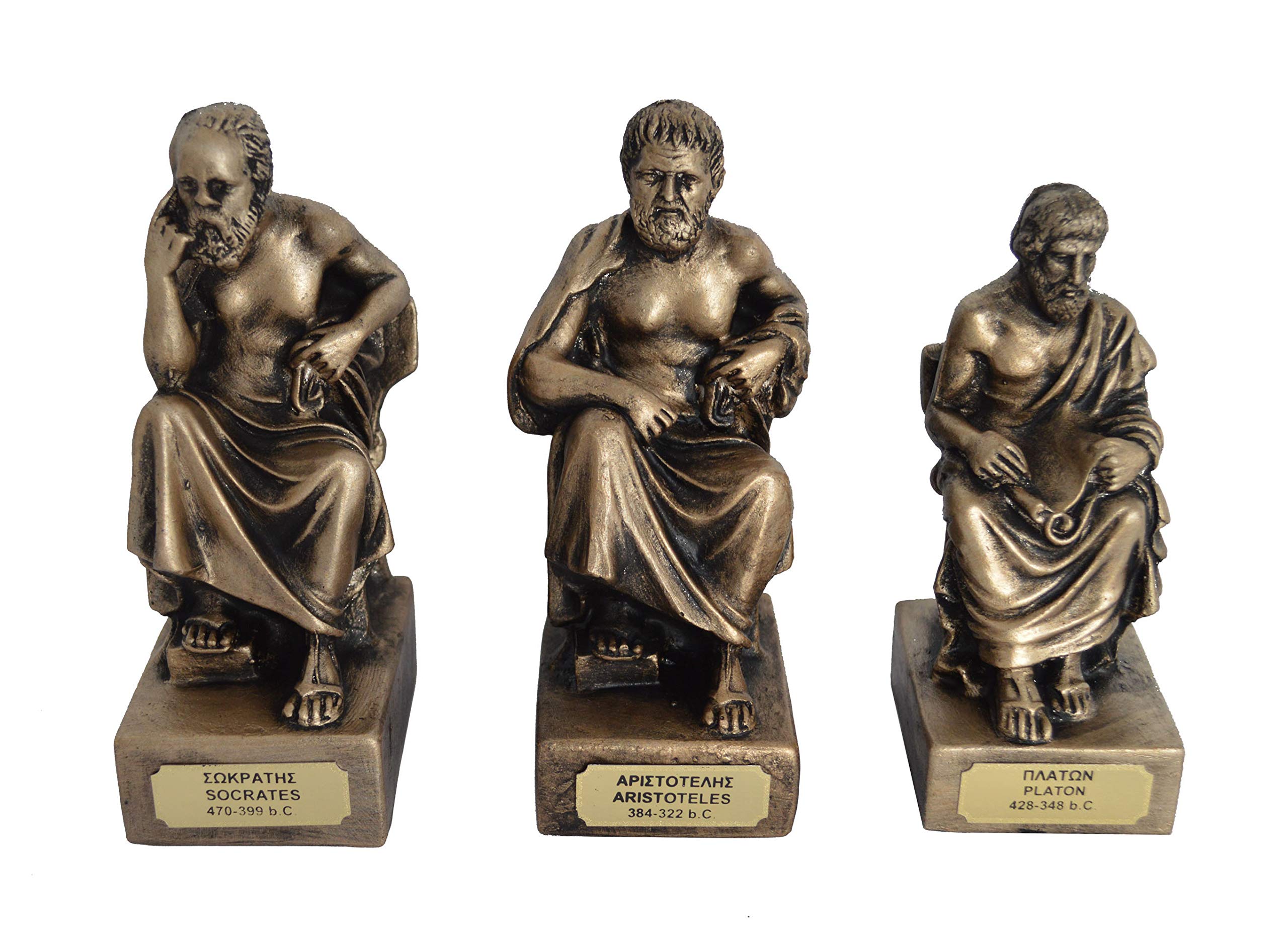 Bronze Socrates Aristotle Plato Statues - Ancient Greek Philosophers Sculpture Set - Perfect for Home Office Decor, Classroom Display, and Philosophy Lovers Gift