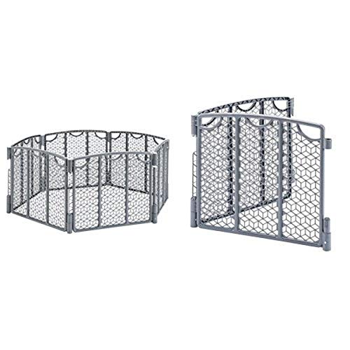 Evenflo Versatile Play Space Baby Playpen with 2-Panel Extension - Cool Gray for Safe Indoor & Outdoor Toddler Play Area