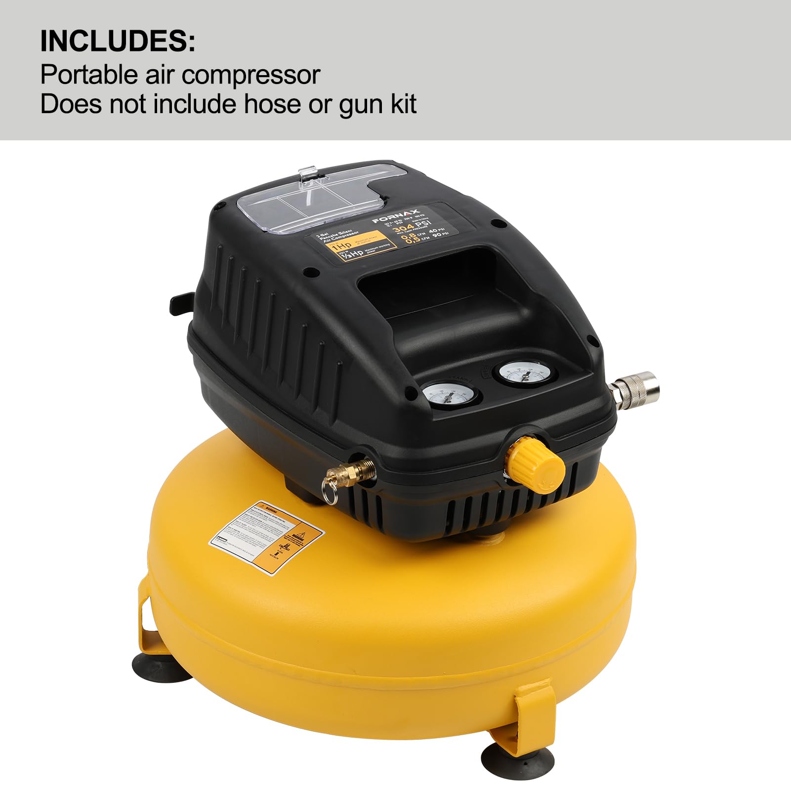 FORNAX 3 Gallon 110 PSI Oil-Free Pancake Air Compressor - Portable & Lightweight for Home DIY, Inflating Tires, Air Tools & Nail Guns - Ideal for Contractors, Carpenters & Auto Repair