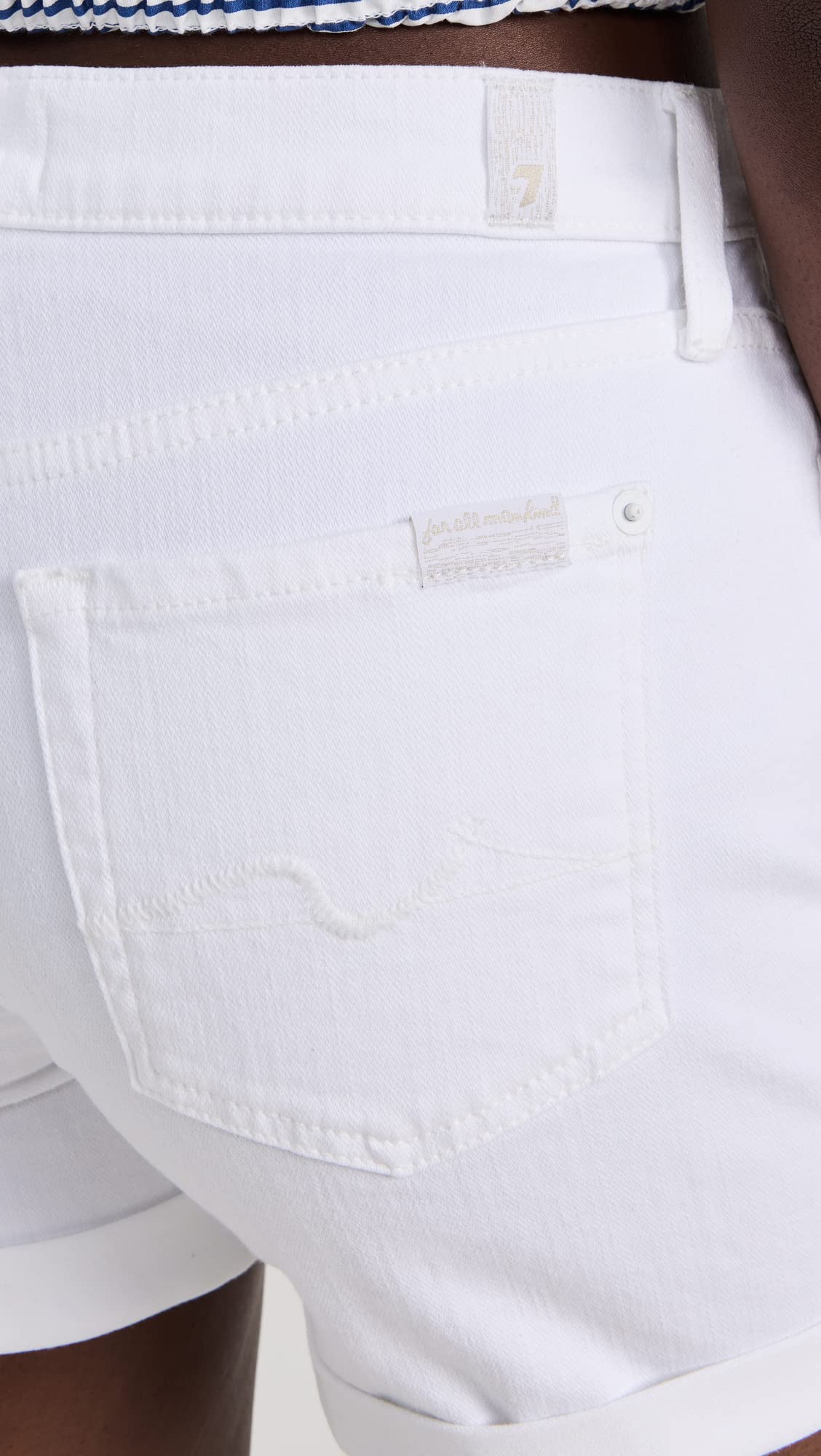 7 For All Mankind Women's Mid Rise Denim Shorts - Comfortable Stretch Jeans Shorts for Summer, Casual Outfits & Beach Wear