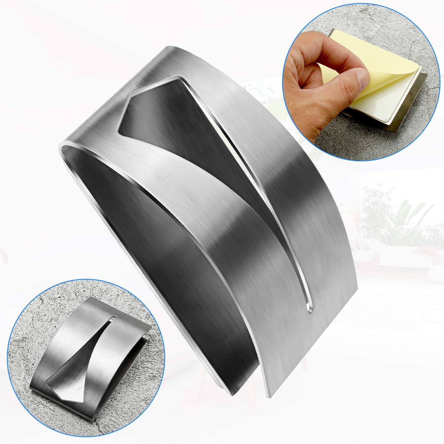 4 Pack Self Adhesive Stainless Steel Towel Hooks - No Drill Wall Mounted Kitchen & Bathroom Organizer - Strong Hold for Dish Towels, Hand Towels, Tea Towels - Perfect for Kitchen, Bathroom, Laundry Room Organization (Silver)