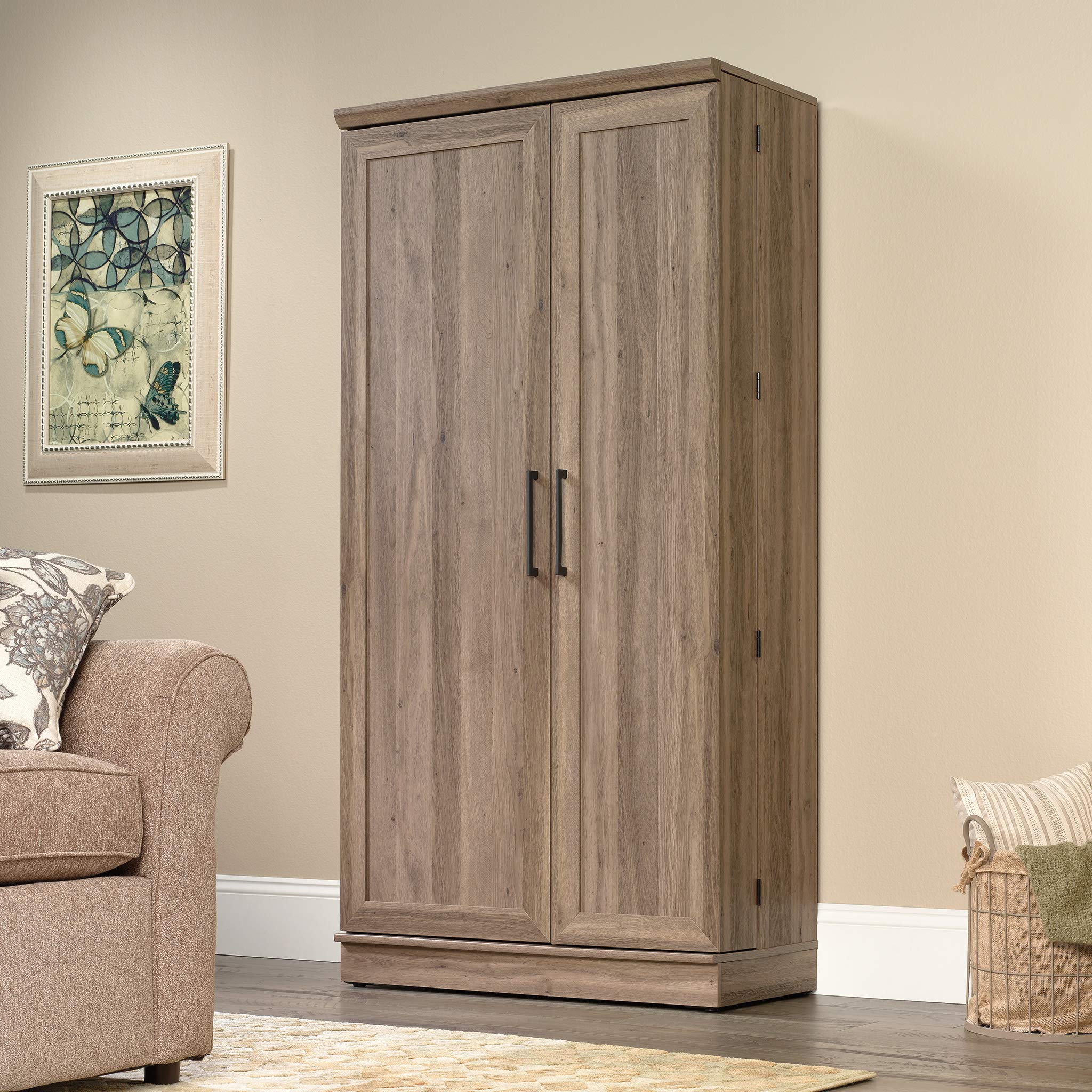 Sauder HomePlus Storage Cabinet - Pantry Organizer with Salt Oak Finish for Kitchen, Bathroom & Living Room Storage