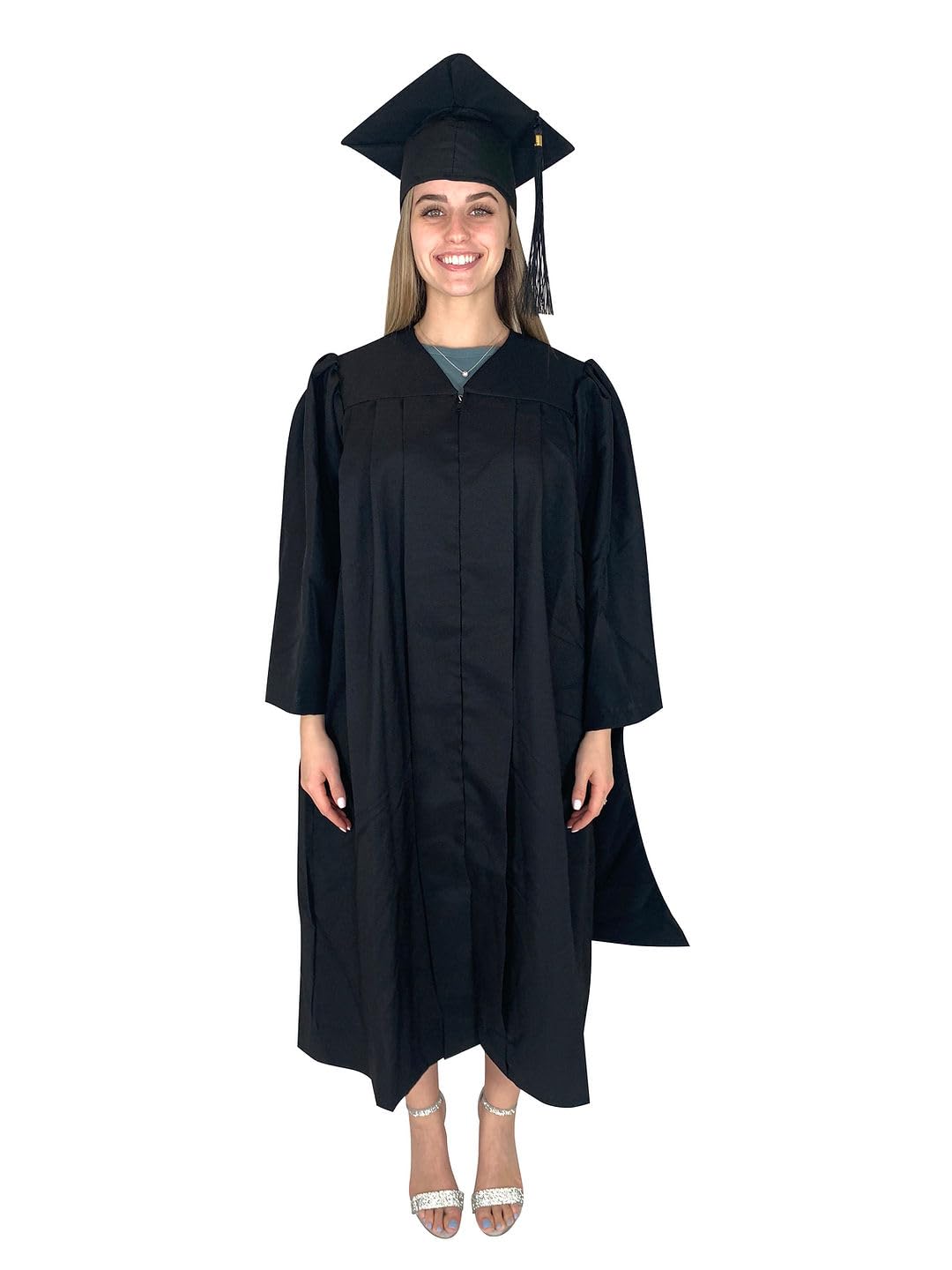 2025 Masters Graduation Cap and Gown Set - Deluxe Matte Black Academic Regalia with Tassel for Unisex Adults | Perfect for Graduation Ceremonies, Photos & Celebrations