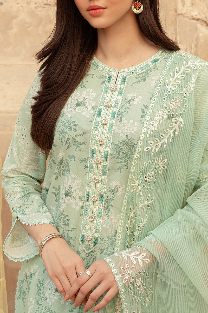 ICE LILY STITCH 3PC Embroidered Lawn Suit Set - Elegant Floral Design for Women's Summer Outfits, Perfect for Garden Parties, Weddings & Special Occasions