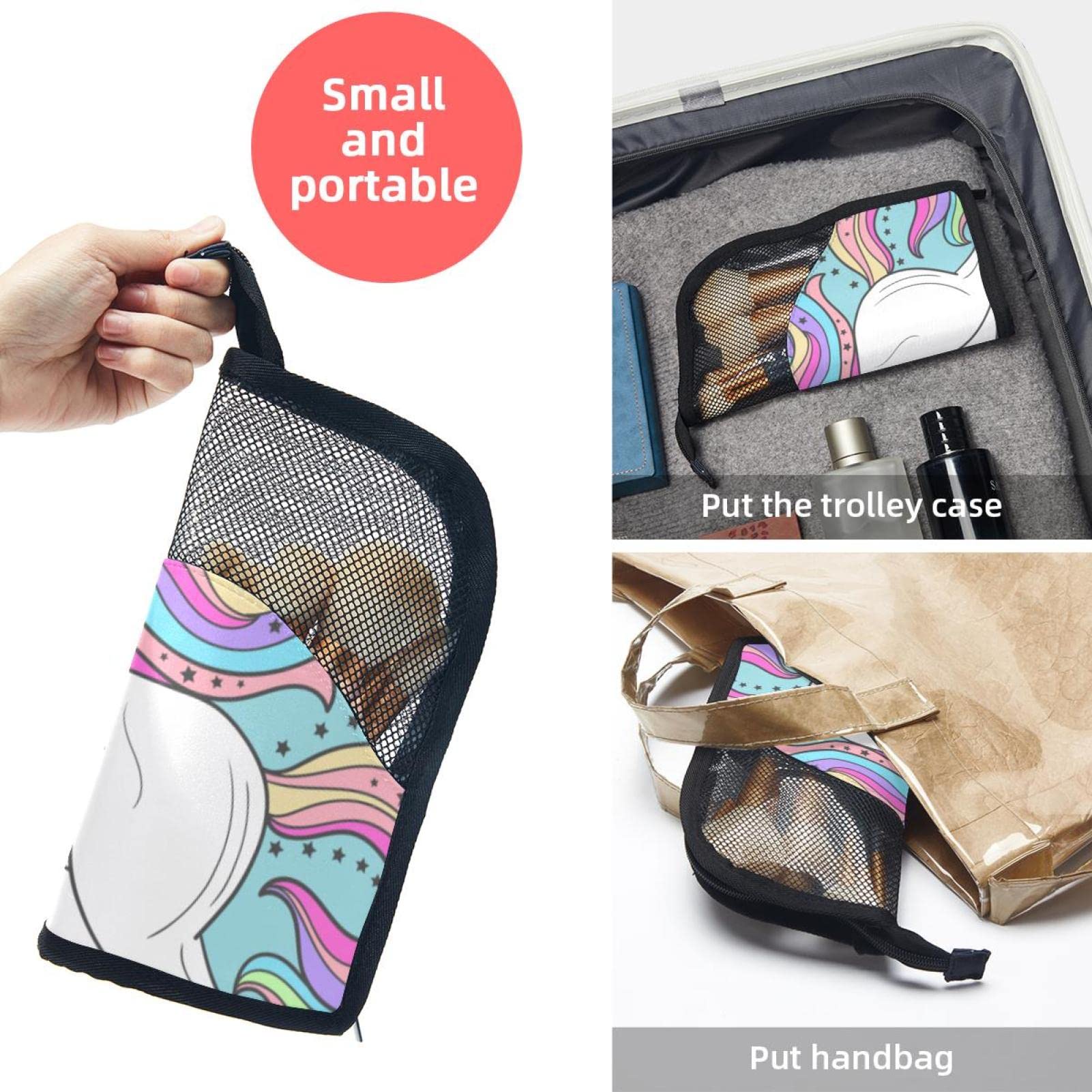 12-Piece Makeup Brush Organizer Bag with Unicorn & Rainbow Cloud Design - Portable Cosmetic Brush Holder Case for Travel, Home & Professional Use