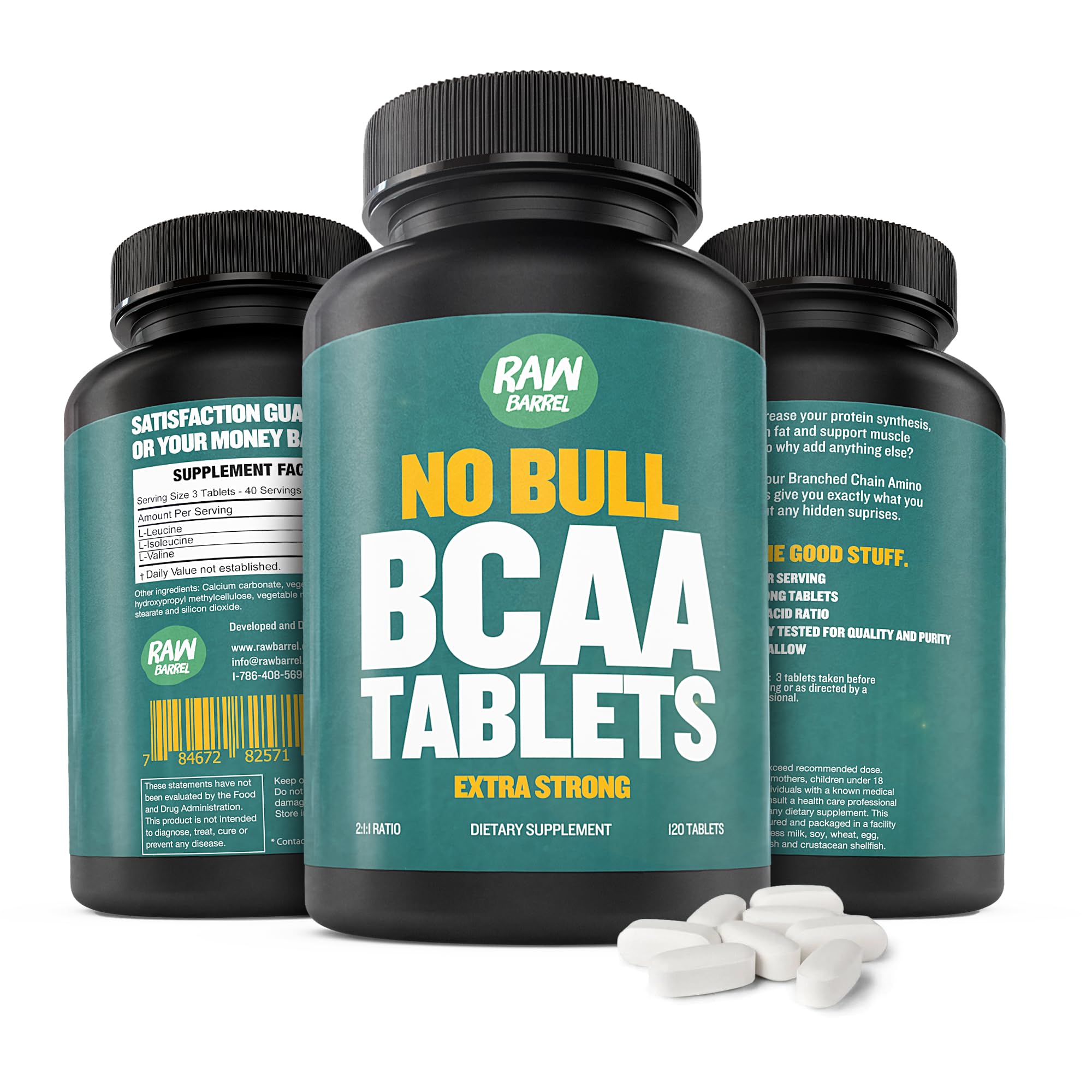 BCAA Tablets - 120 Extra Strong 1000mg Pills - 2:1:1 Ratio Branched Chain Amino Acid Supplement - Non-GMO Natural Ingredients - Supports Muscle Recovery & Workout Performance