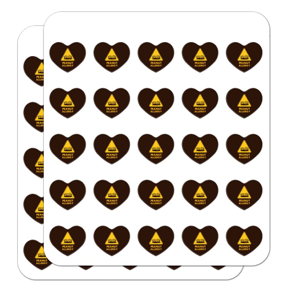 Peanut Allergy Warning Stickers - Heart Shaped Yellow Labels for Planners, Calendars & Scrapbooks | Perfect for Allergy Awareness, School Projects & Crafting