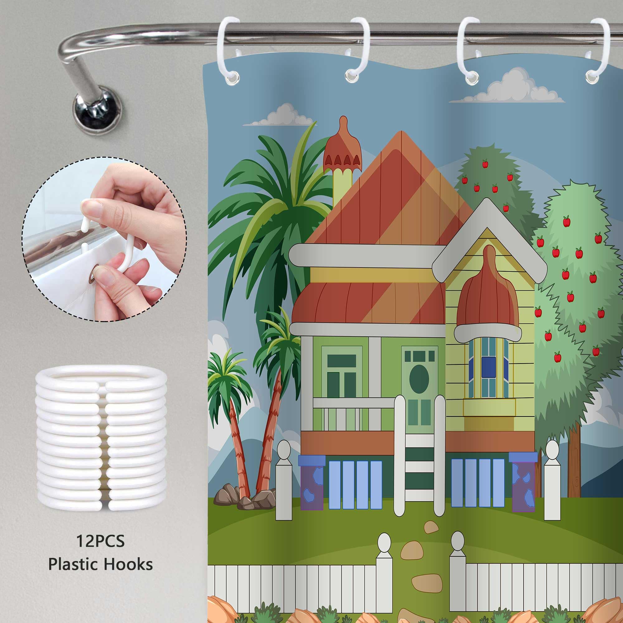 Bluey Cartoon Kids Shower Curtain 60x72 Inches - Cute Blue Themed Bathroom Decor for Boys & Girls - Waterproof Fabric with Rustproof Hooks - Perfect for Bathroom, Bathtub, and Kids' Room Decor