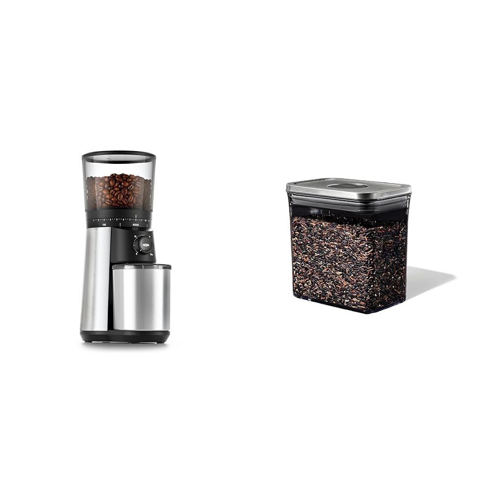OXO Brew Conical Burr Coffee Grinder - Silver & Steel, 1.7 Qt POP Container for Brown Sugar, Dried Beans, Coffee Beans & Spices - Perfect for Kitchen, Pantry & Coffee Station Organization