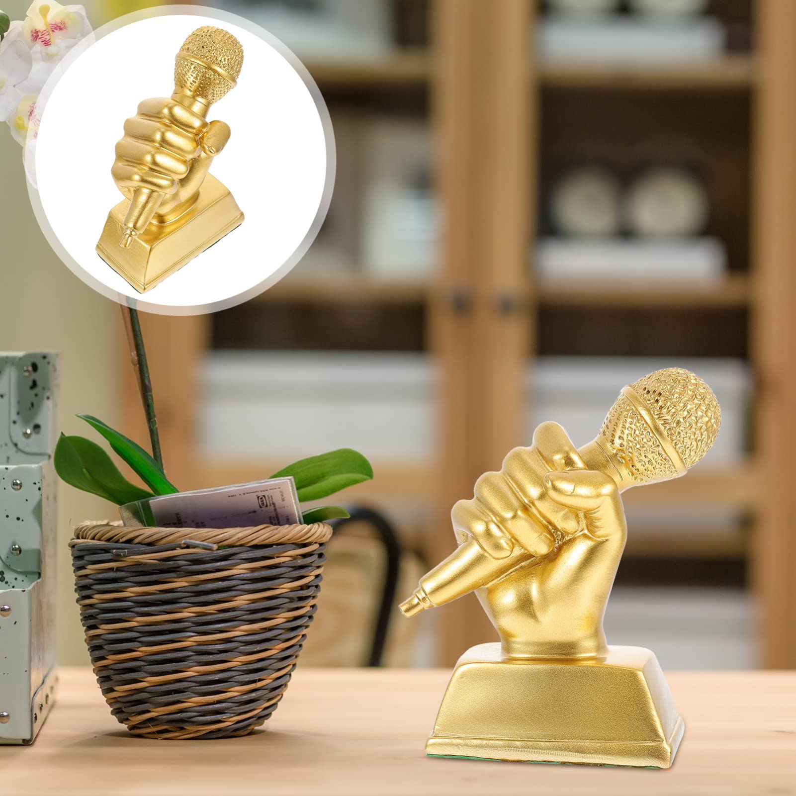 Veemoon Golden Resin Microphone Trophy - Singing Award Prize for Karaoke Parties & Competitions | Perfect for Singing Contests, Talent Shows & Performance Awards