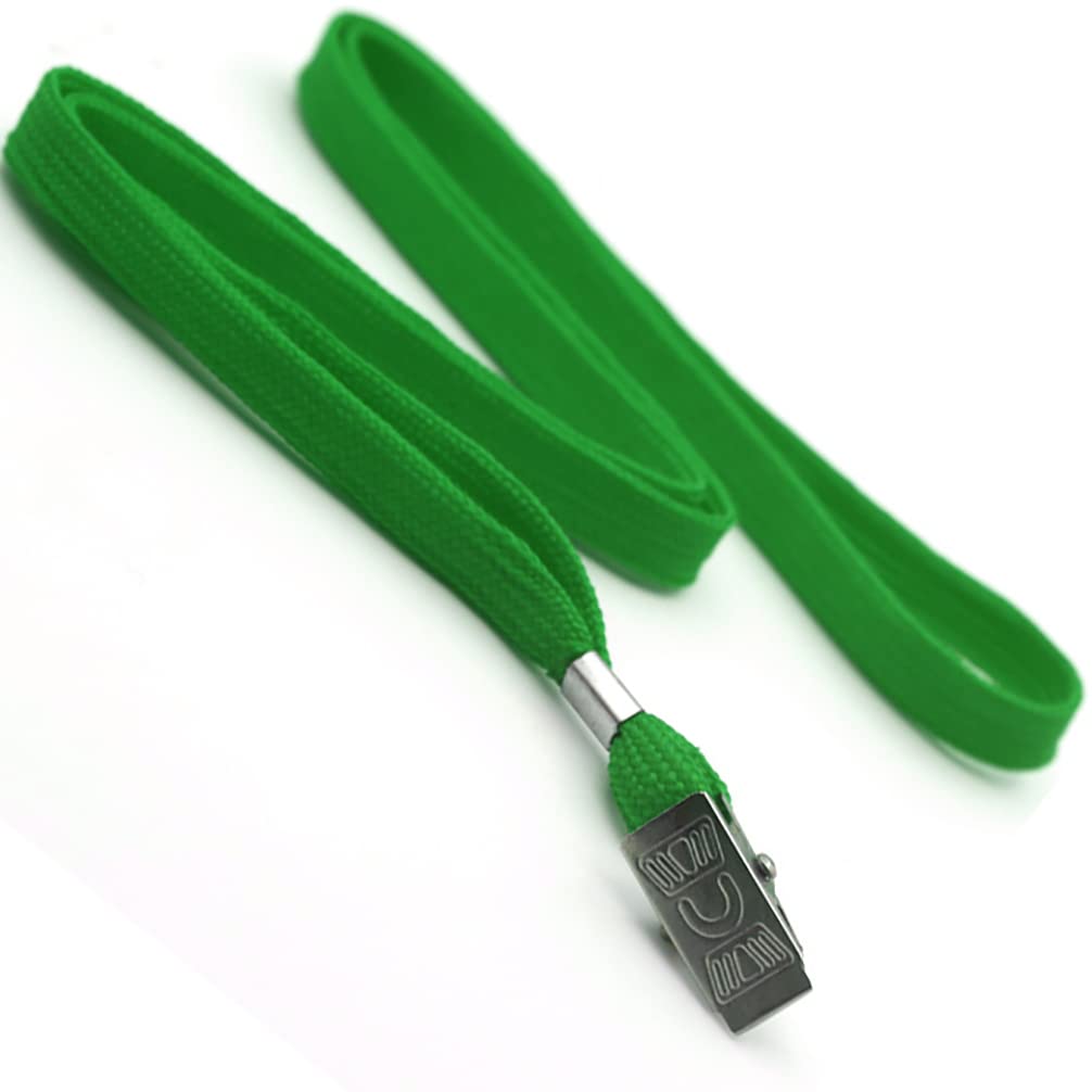 Ollain 100-Pack Green ID Badge Lanyards with Clip for Cruise & Work