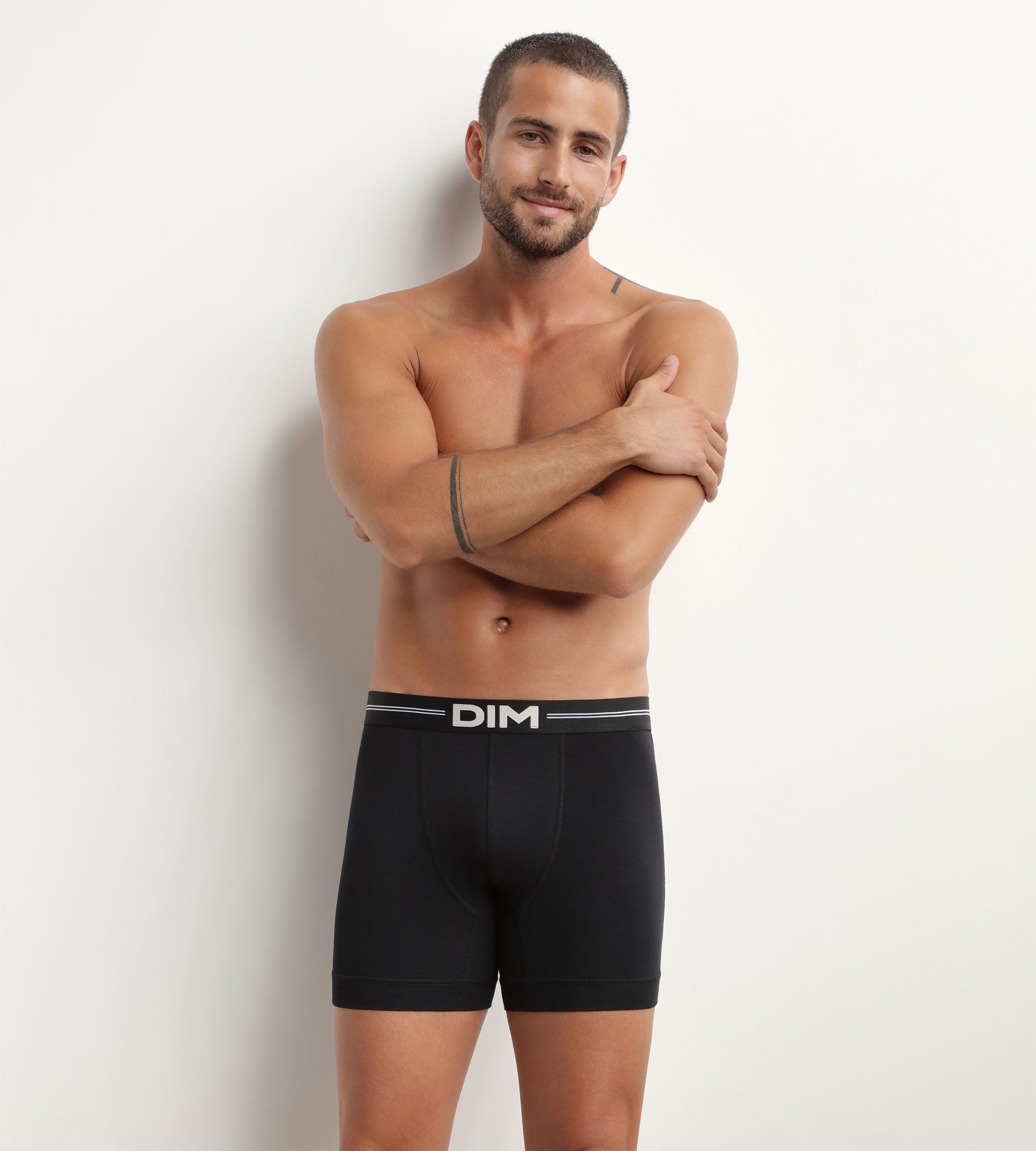 Men's Modal Cotton Boxer Briefs with Flat Seams - Black | Dim Icons Essentials | Comfortable Underwear for Everyday Wear & Active Lifestyles