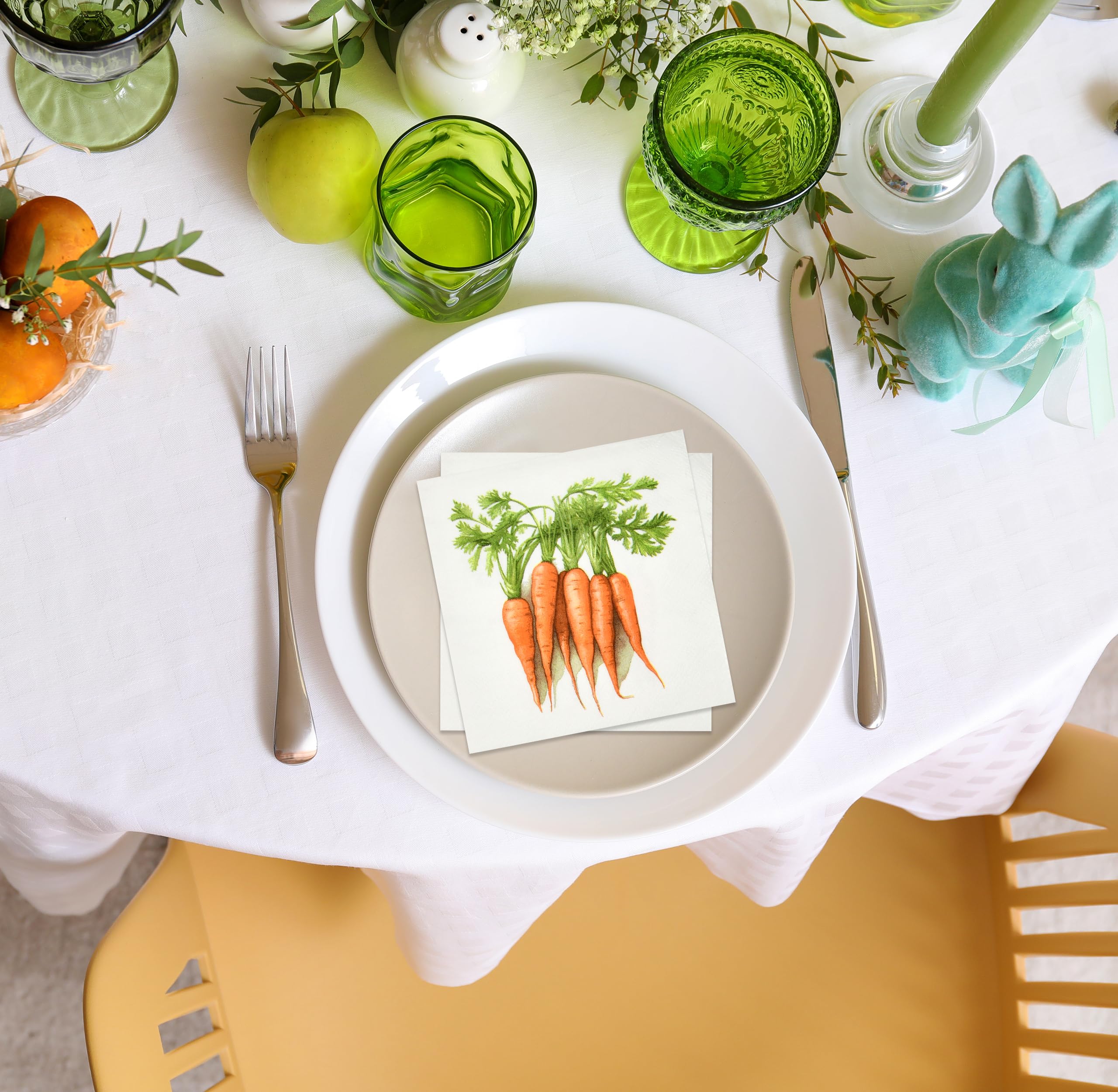 100-Pack Easter Carrot Cocktail Beverage Napkins | Disposable Paper Holiday Decorations for Spring Bunny, Floral Wedding & Baby Shower | Perfect for Dessert Tables, Dinner Parties & Easter Celebrations
