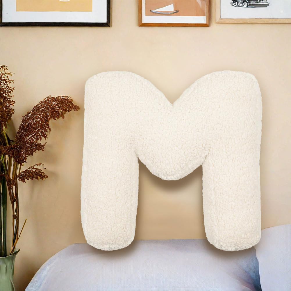 Soft Letter Plush Pillow - Decorative Alphabet Throw Pillow A-Z for Bed, Couch & Sofa - Hugging Initial Letter Pillow for Living Room, Bedroom & Home Decor (M) - Perfect for Gifts, Nursery & Cozy Spaces
