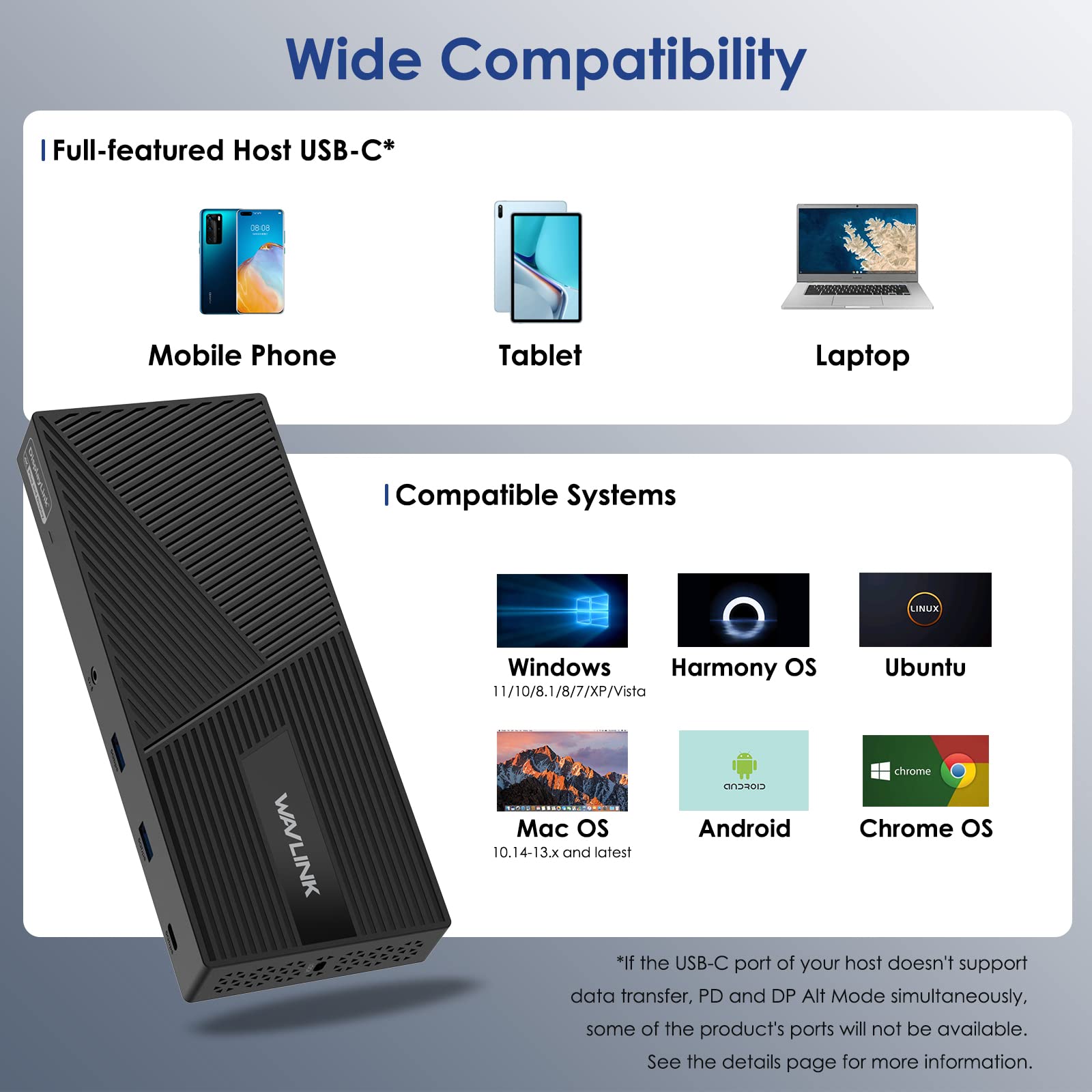 WAVLINK 12-in-1 Triple 4K DisplayLink Docking Station with Dual DP & HDMI Ports, USB A/C, PD Charging - Compatible with MacBook, Dell XPS, Steam Deck, HP, Lenovo ThinkPad, Surface Pro - Perfect for Home Office, Gaming & Multi-Monitor Workstations