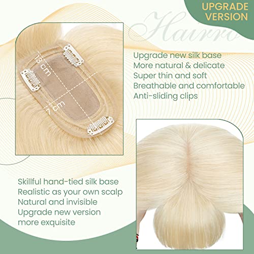 Clip in Human Hair Topper with Silk Base - Natural Looking Hairpiece for Thinning Hair - Perfect for Daily Wear, Special Occasions & Styling