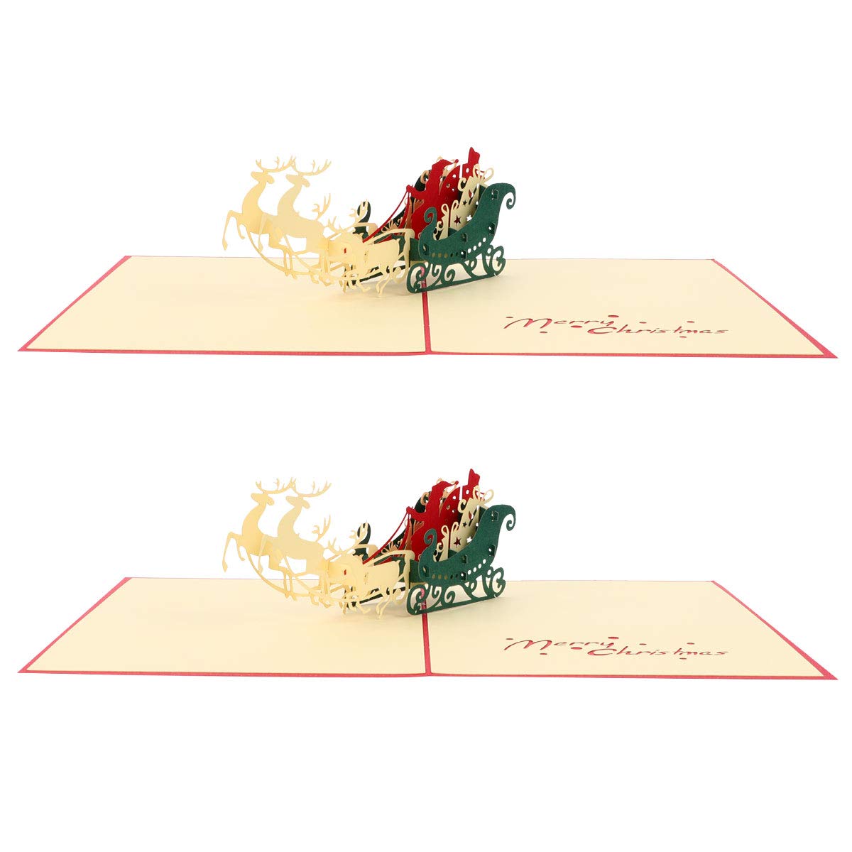 LIOOBO 2-Pack 3D Christmas Greeting Cards - Festive Holiday Decorations & Creative Gift Accessories for Xmas Tree, Home, Office & Party Decor