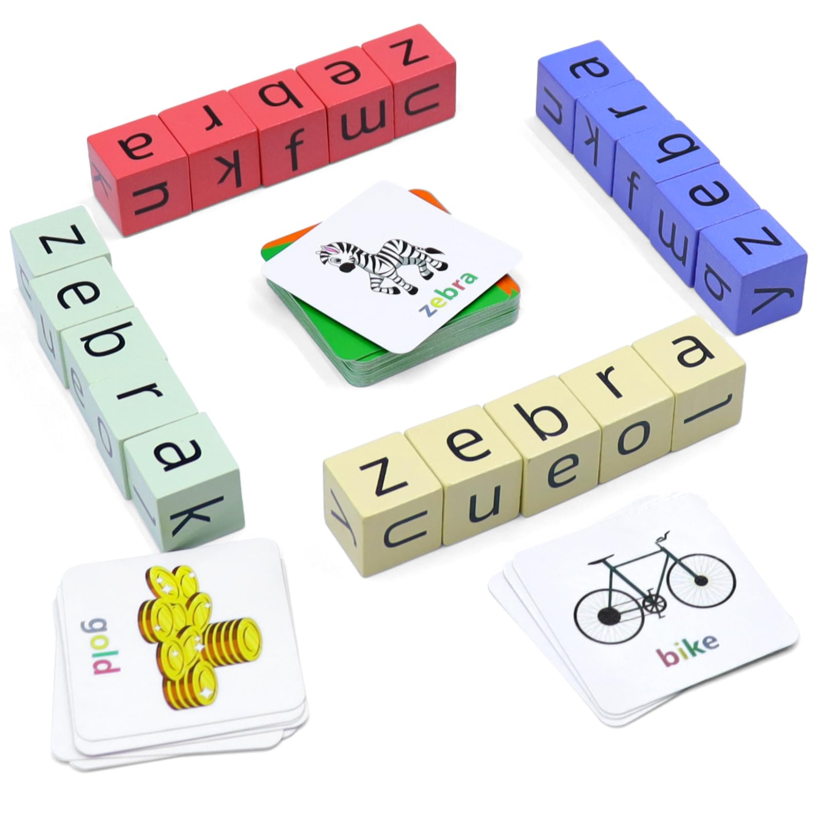 Kids Spelling Game with 54 Flash Cards & Blocks - Fun Learning Toy for Ages 3-8 | Perfect for Preschool Education & Family Game Night