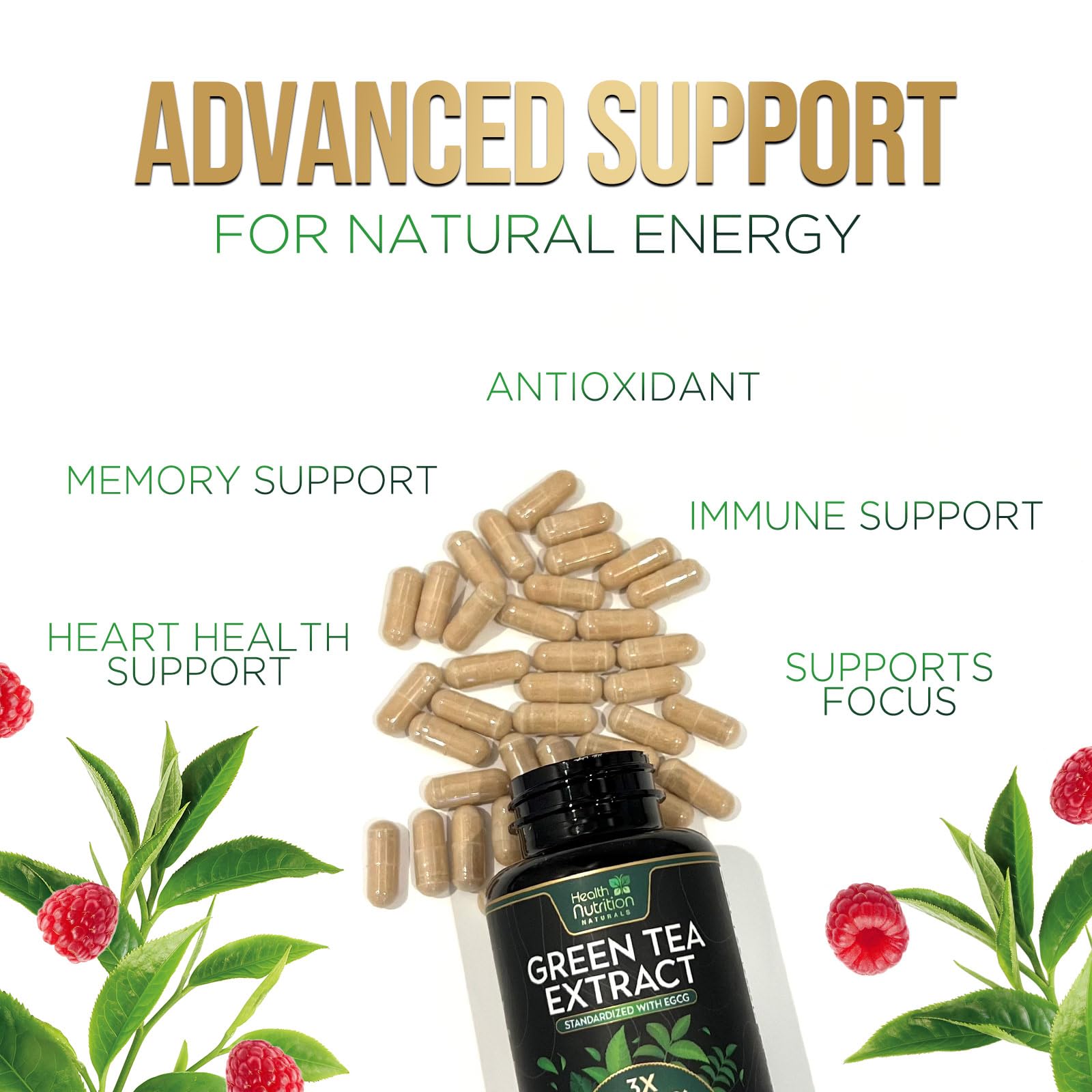 Green Tea Extract Pills 1300mg - 98% Standardized EGCG, 3X Extra Strength for Natural Energy - Supports Antioxidant, Heart Health & Immune System - Vegan Capsules with Polyphenols (120 Count) - Perfect for Daily Wellness & Active Lifestyle