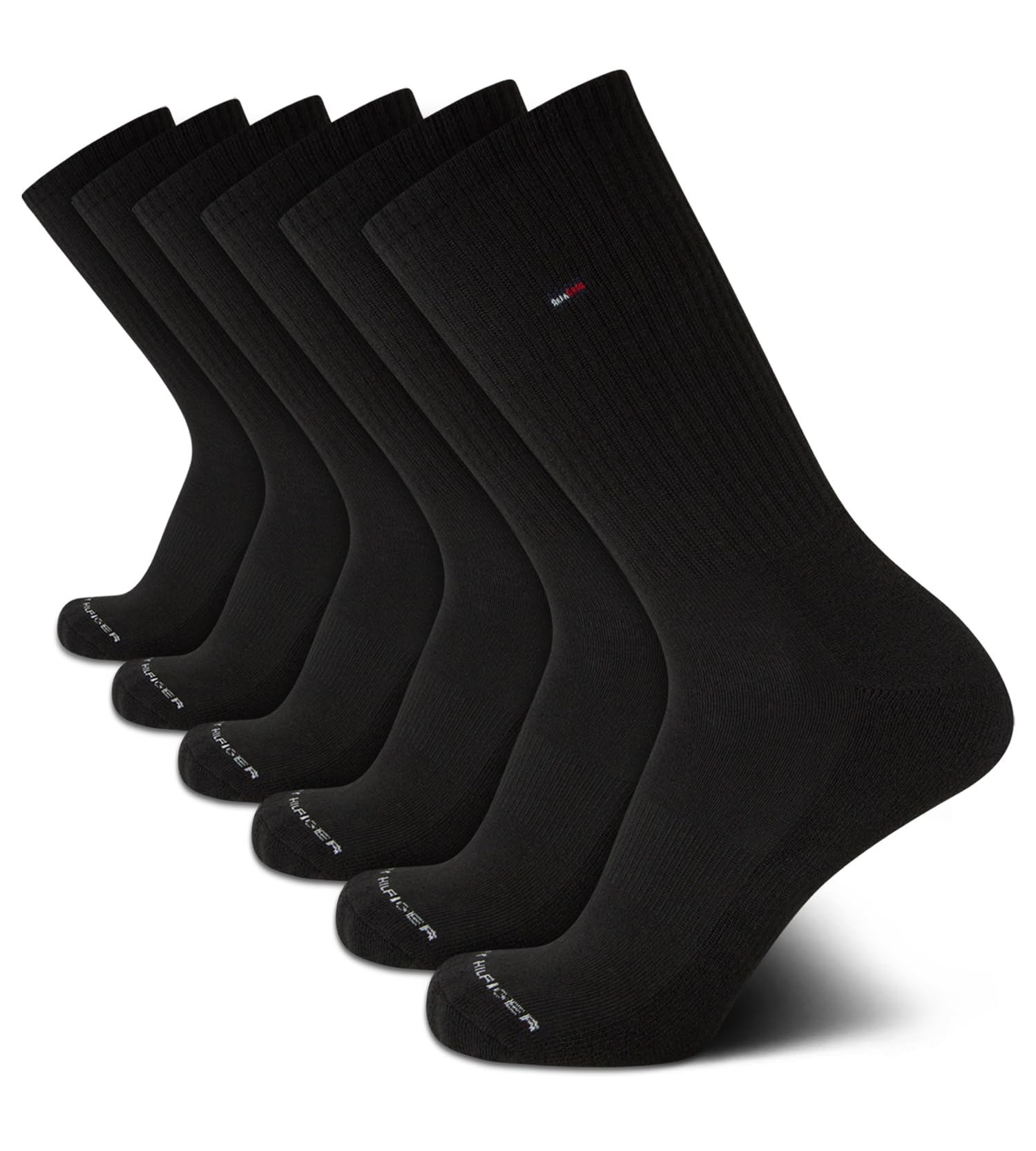 Tommy Hilfiger Men's Performance Cushion Crew Socks 6-Pack - Breathable Athletic Socks for Men Size 7-12 - Gym, Running & Everyday Comfort Socks