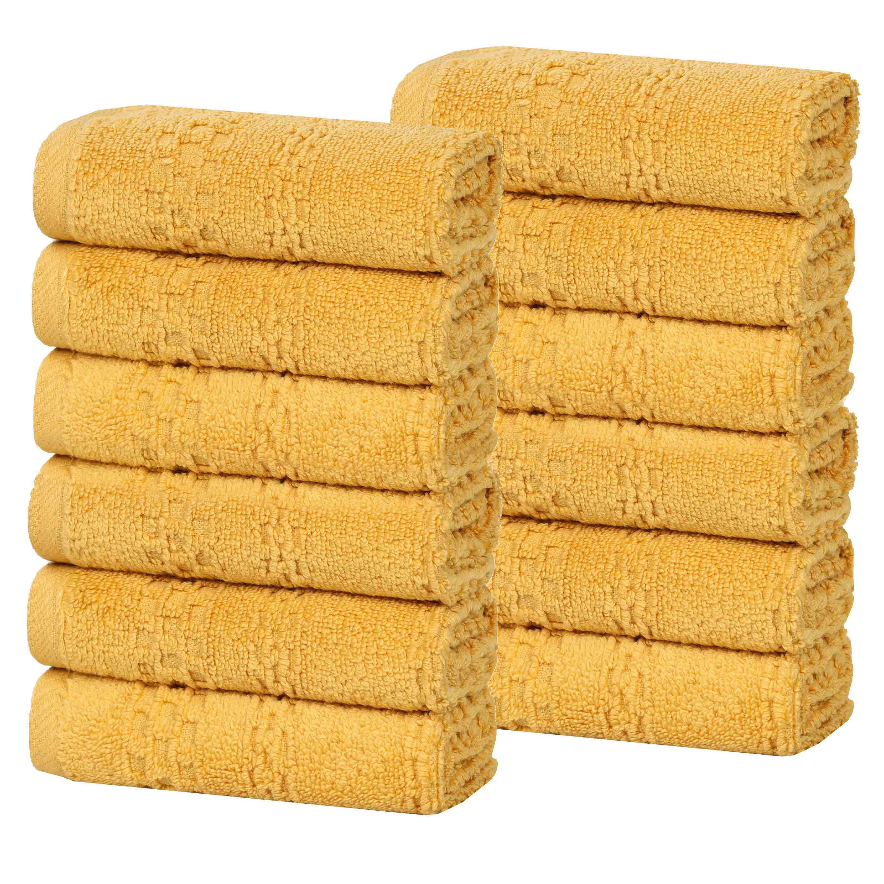 Playa Zero Twist Cotton Solid Waffle Textured Face Towels - Set of 12 | Soft & Absorbent Bath Towels for Spa, Gym & Travel | Eco-Friendly Home Essentials